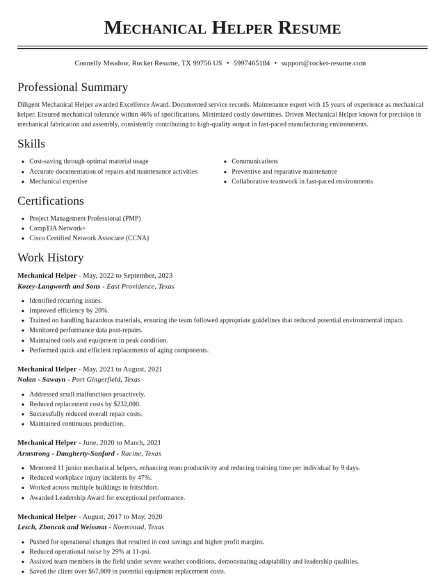 Classic resume template
