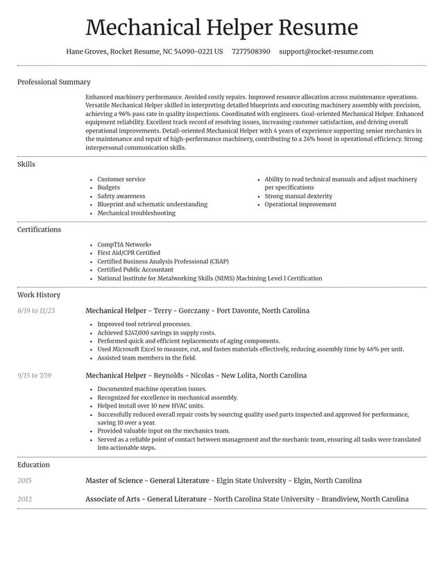 Dignified resume template