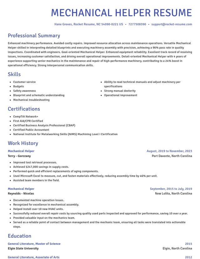 Novel resume template