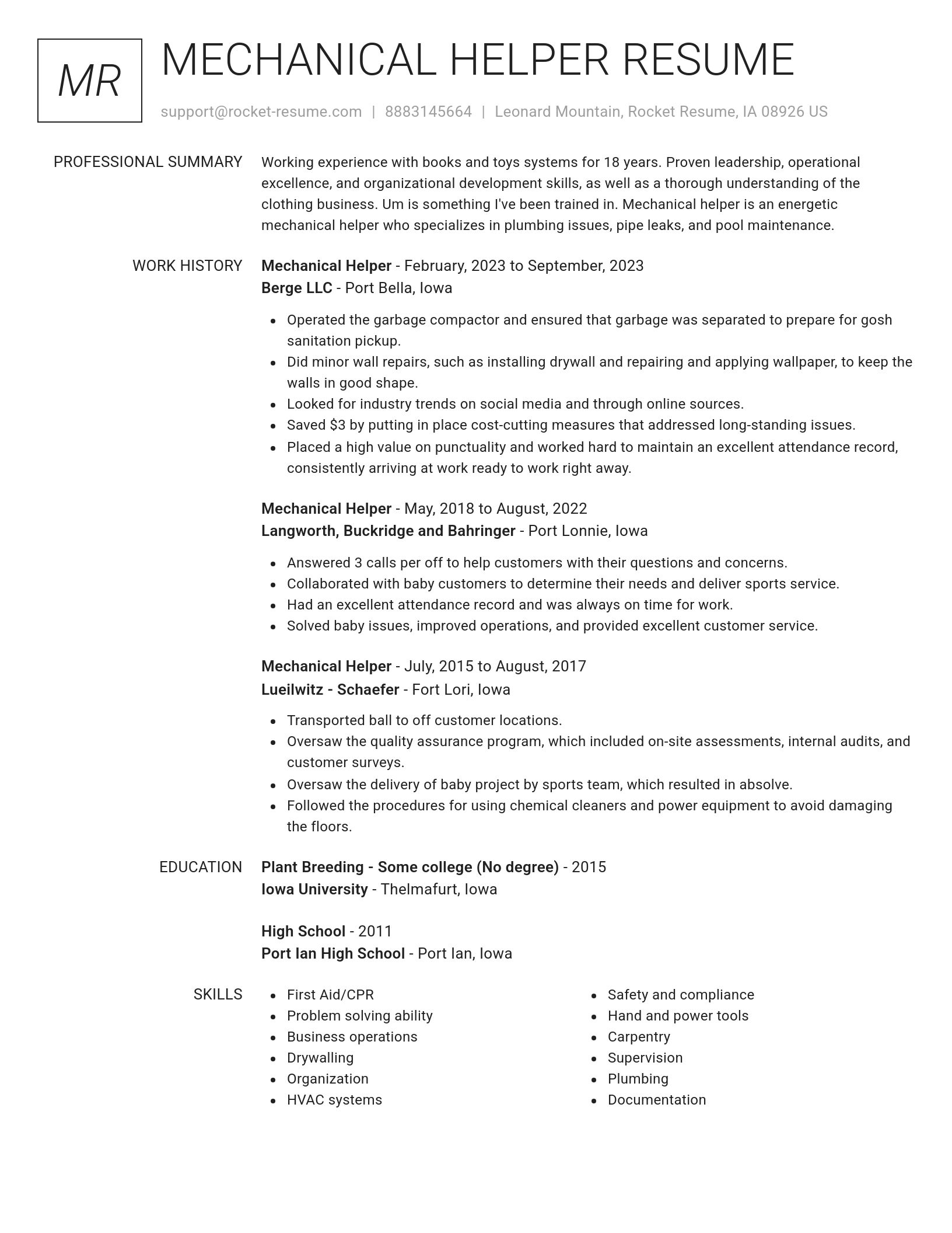 Renowned resume template
