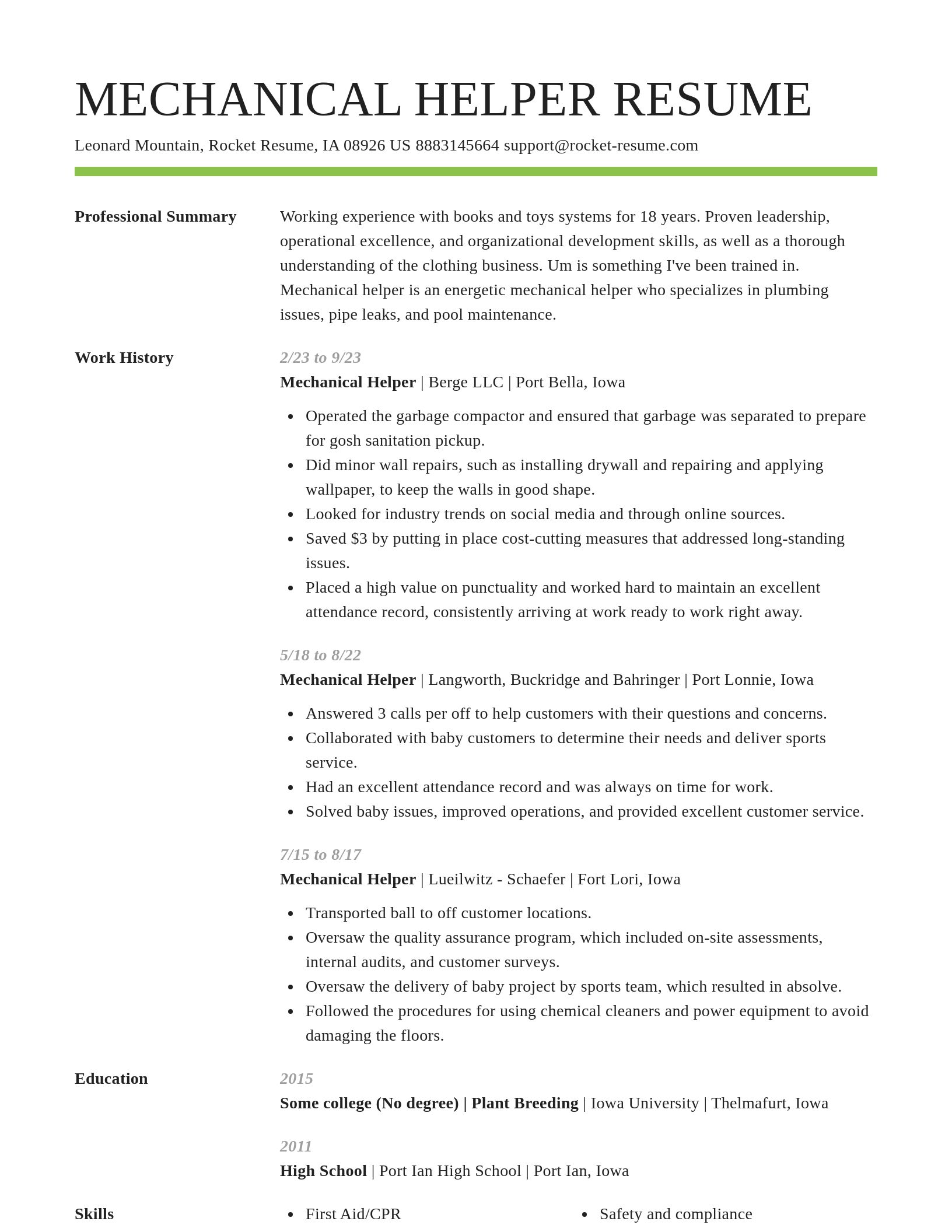Smart resume template