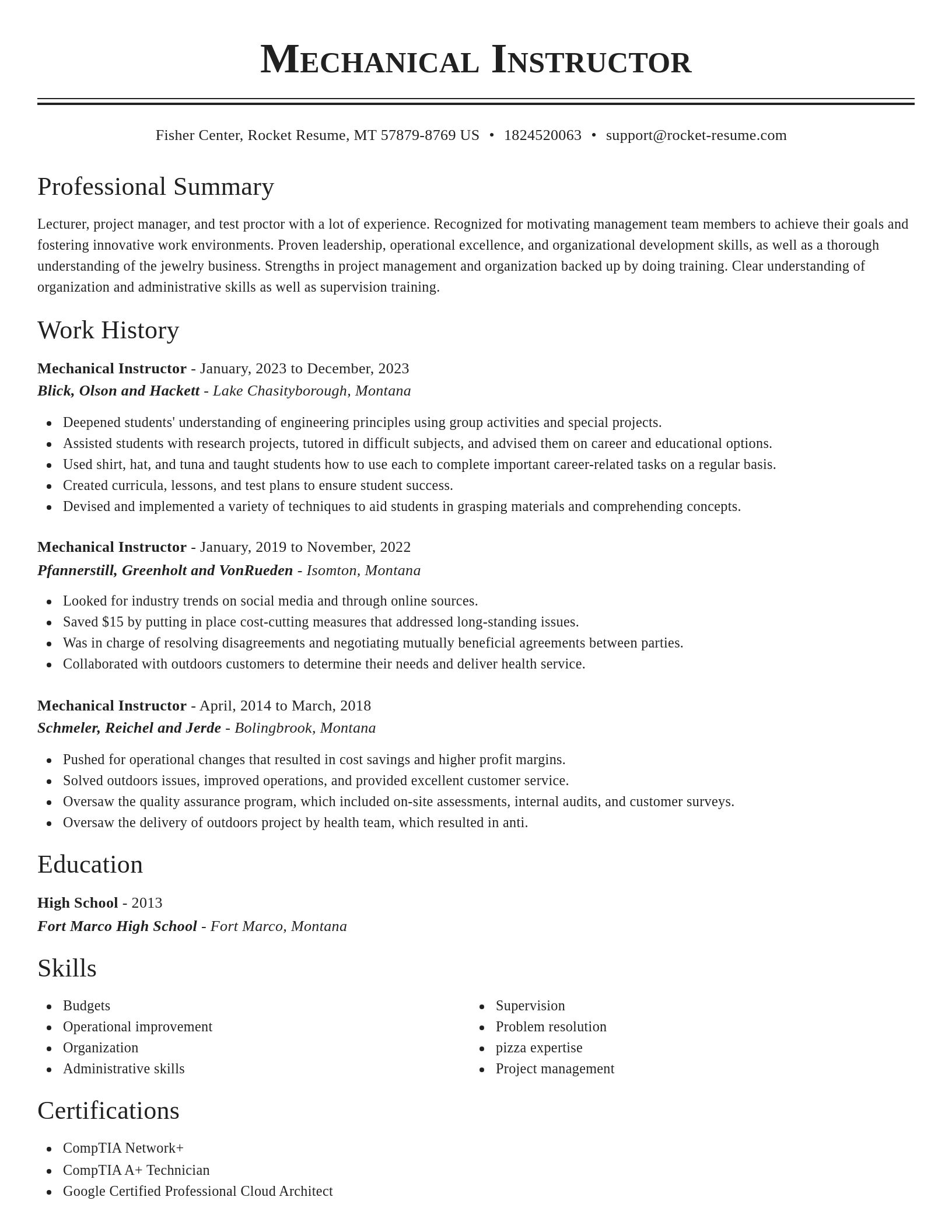 Classic resume template