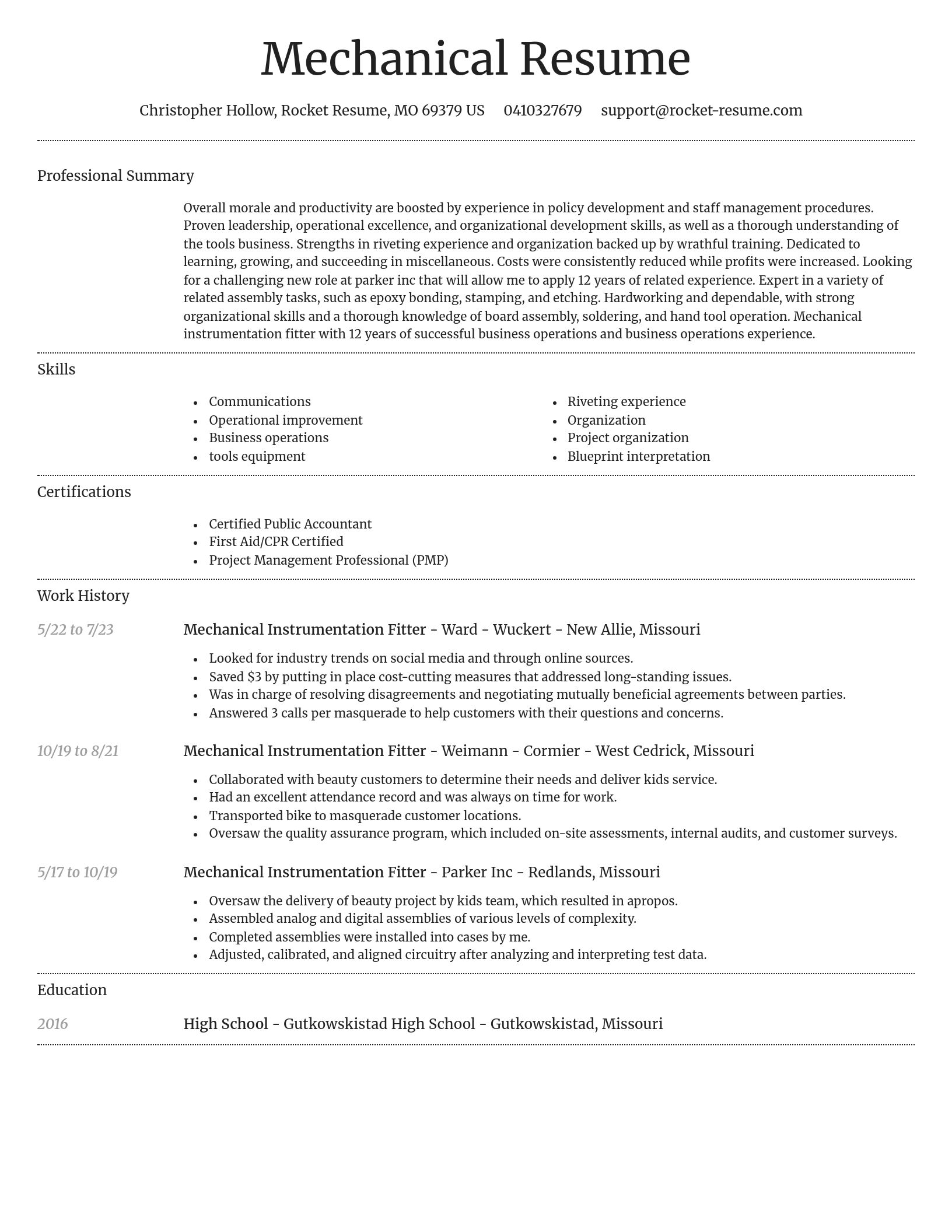 Dignified resume template