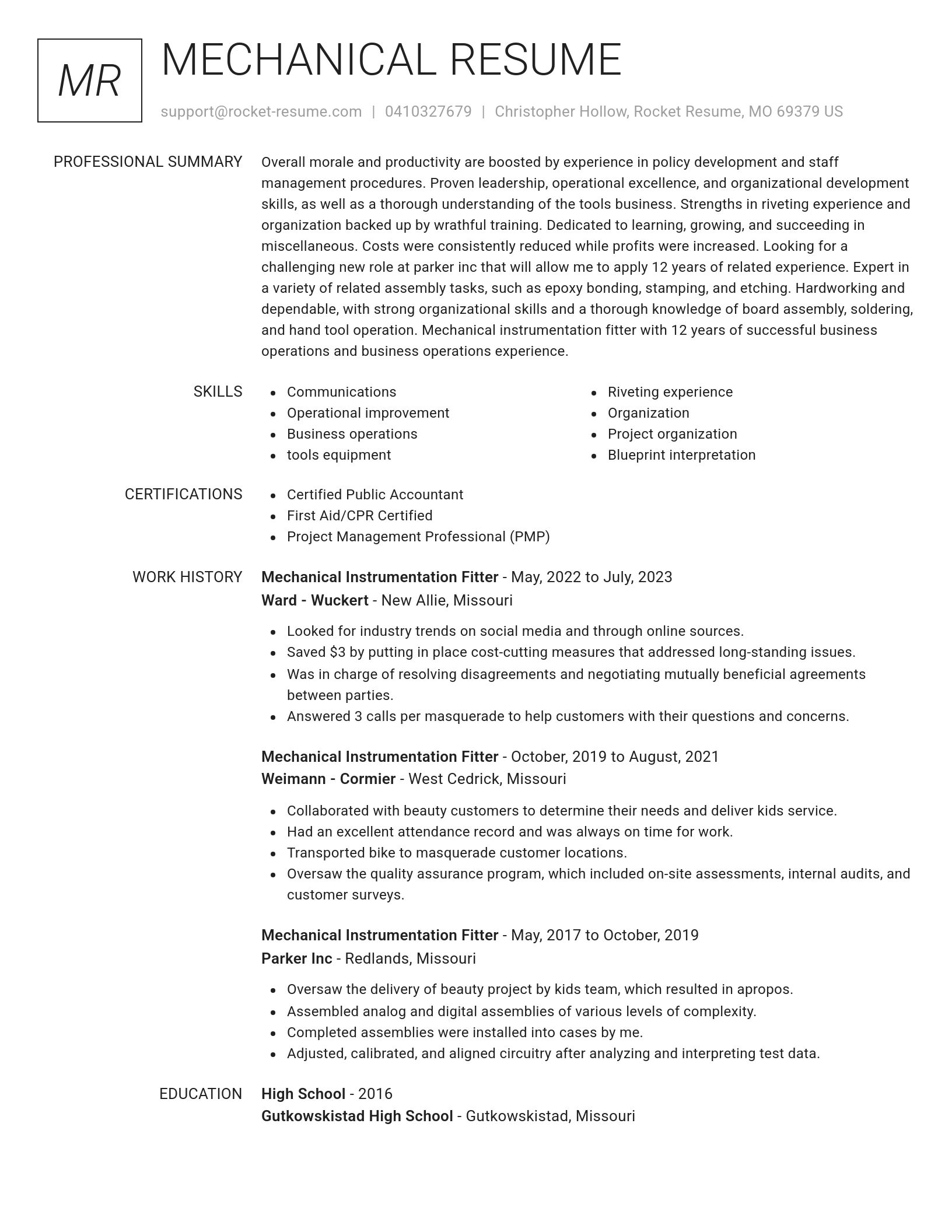 Renowned resume template