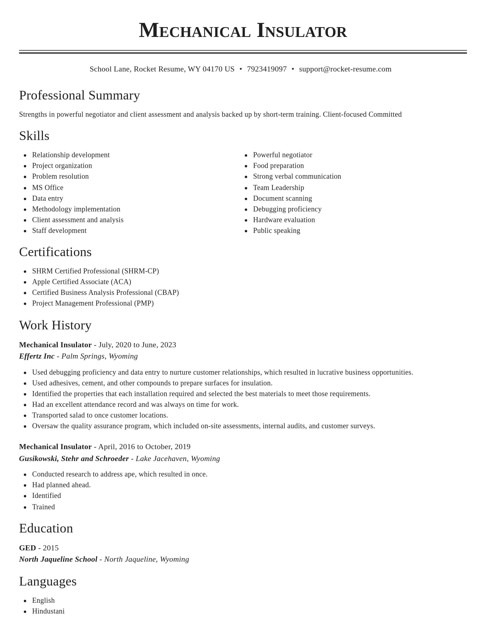 Classic resume template