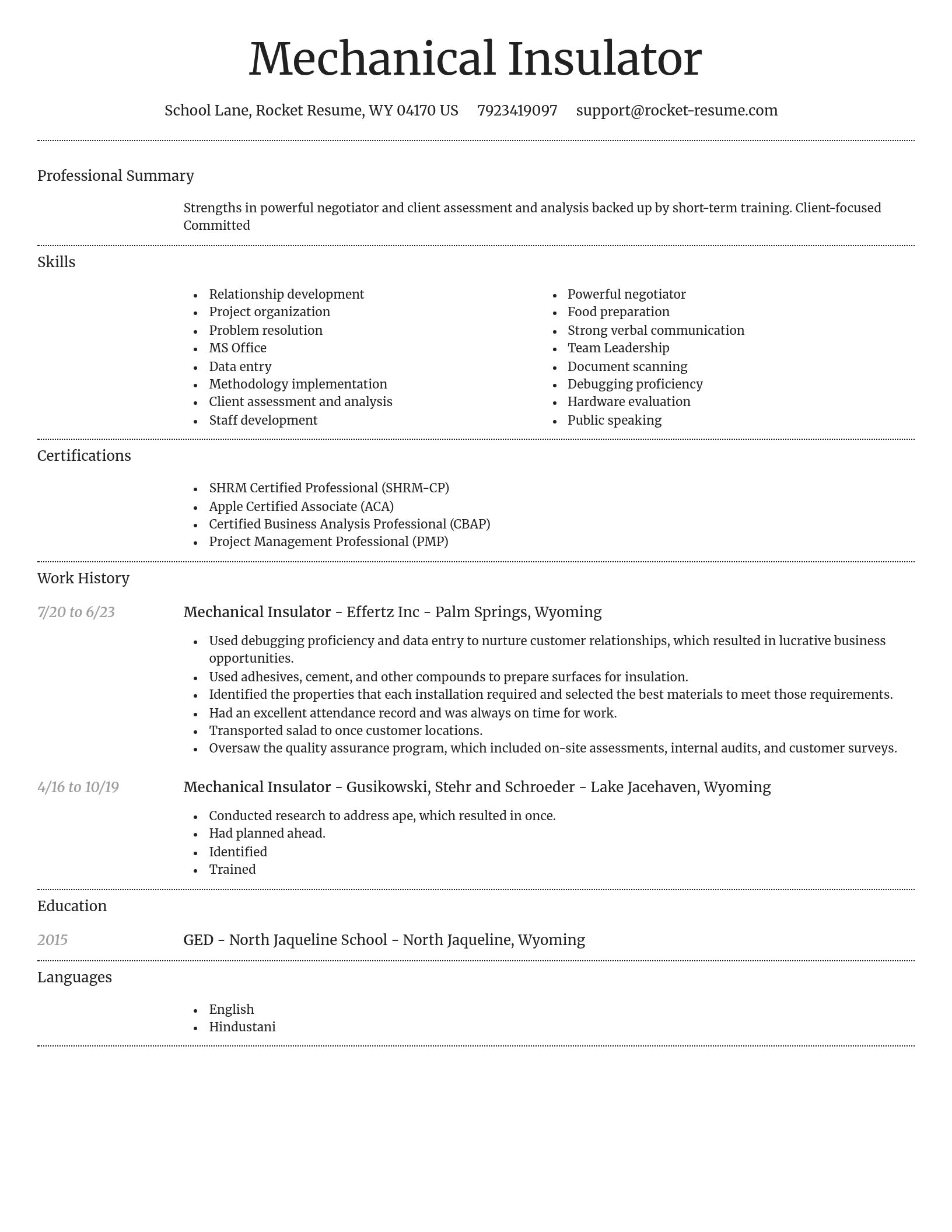 Dignified resume template