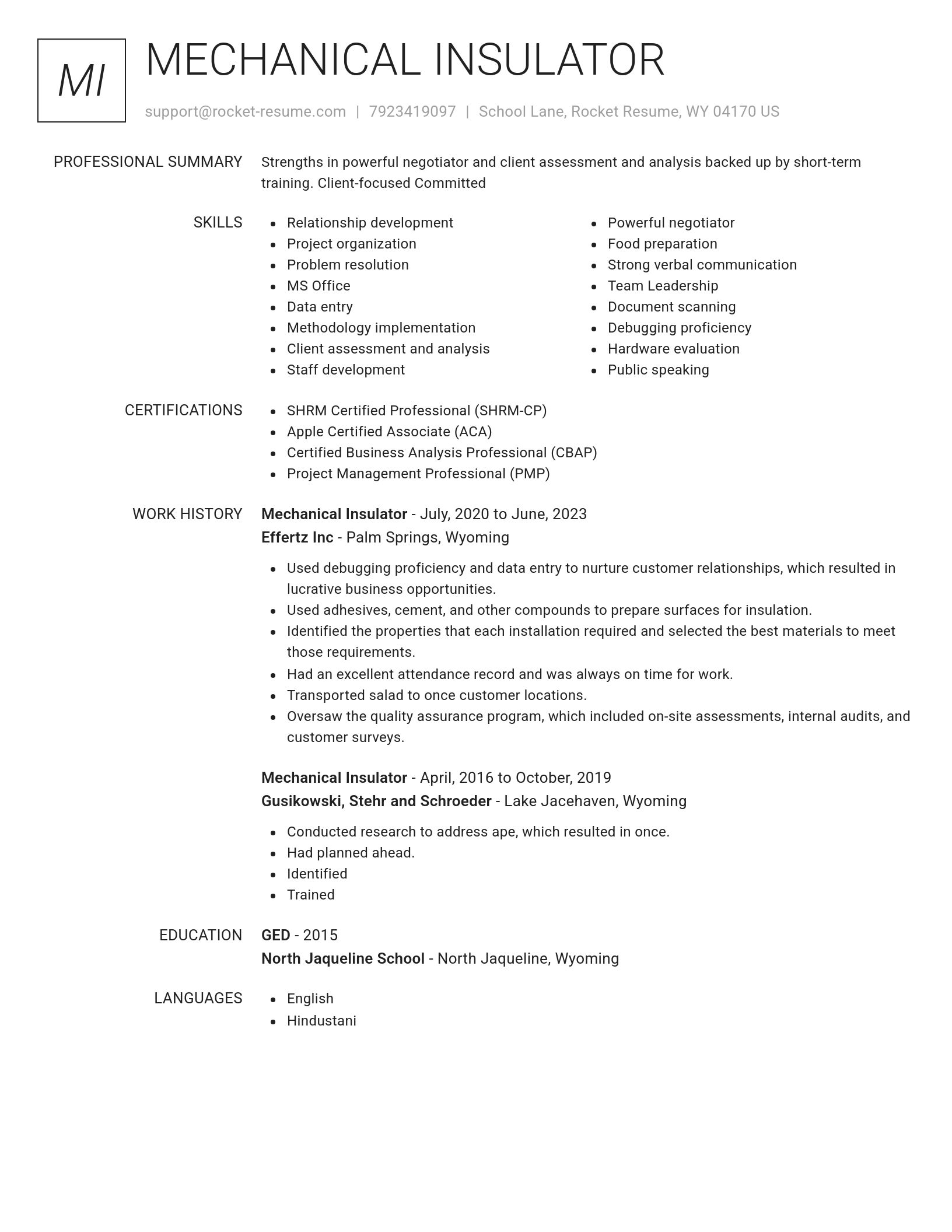 Renowned resume template