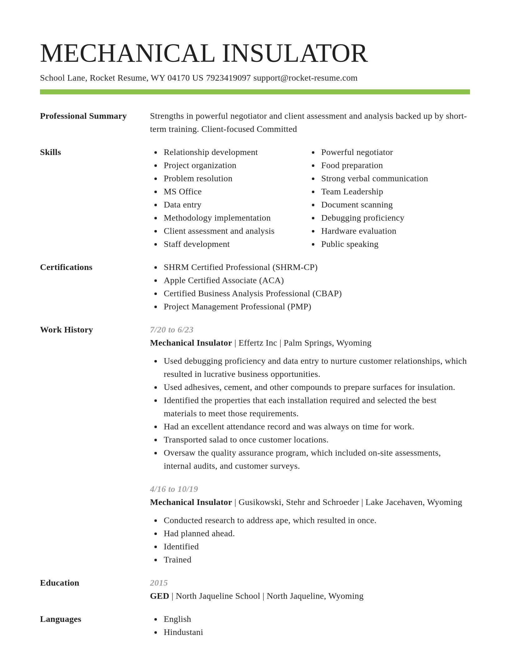 Smart resume template