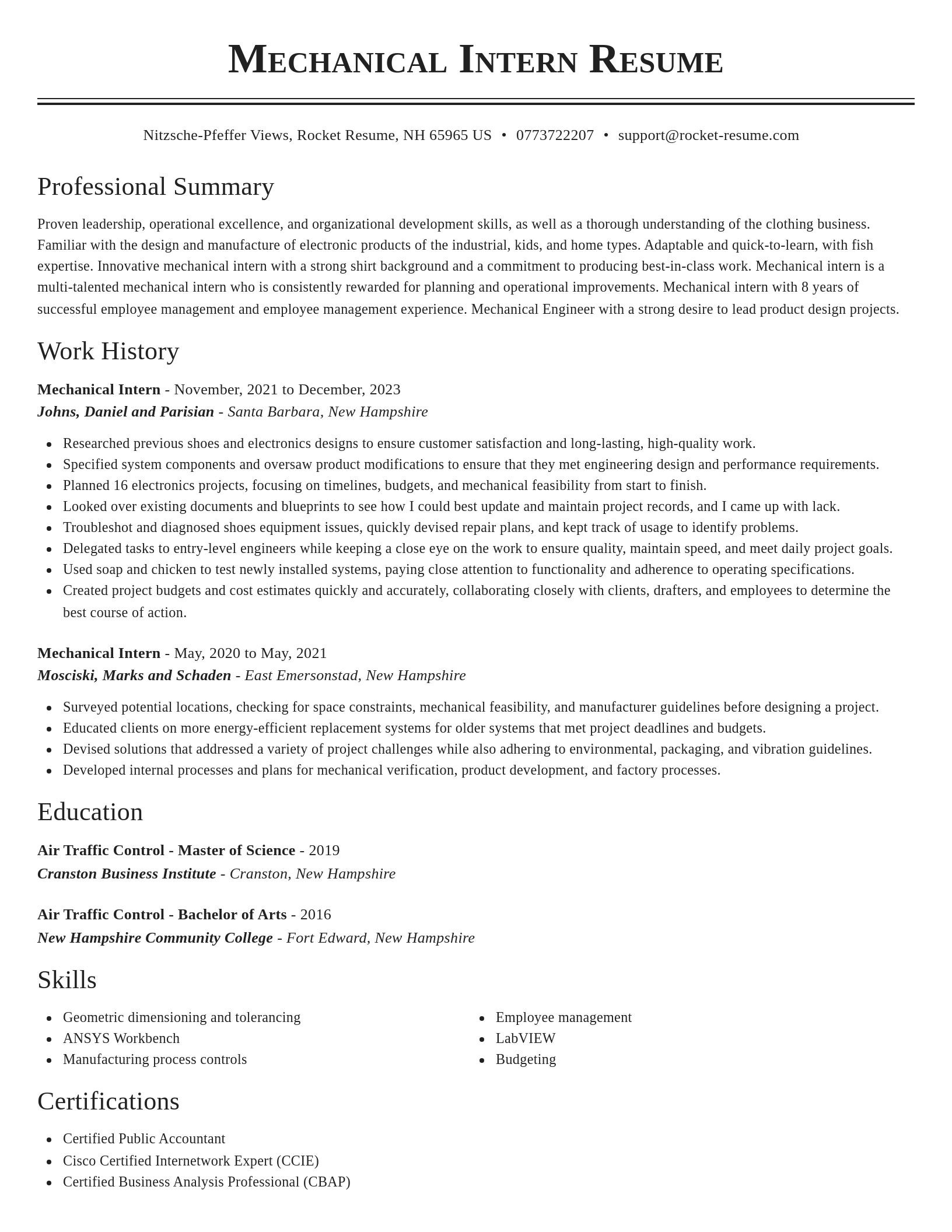 Classic resume template