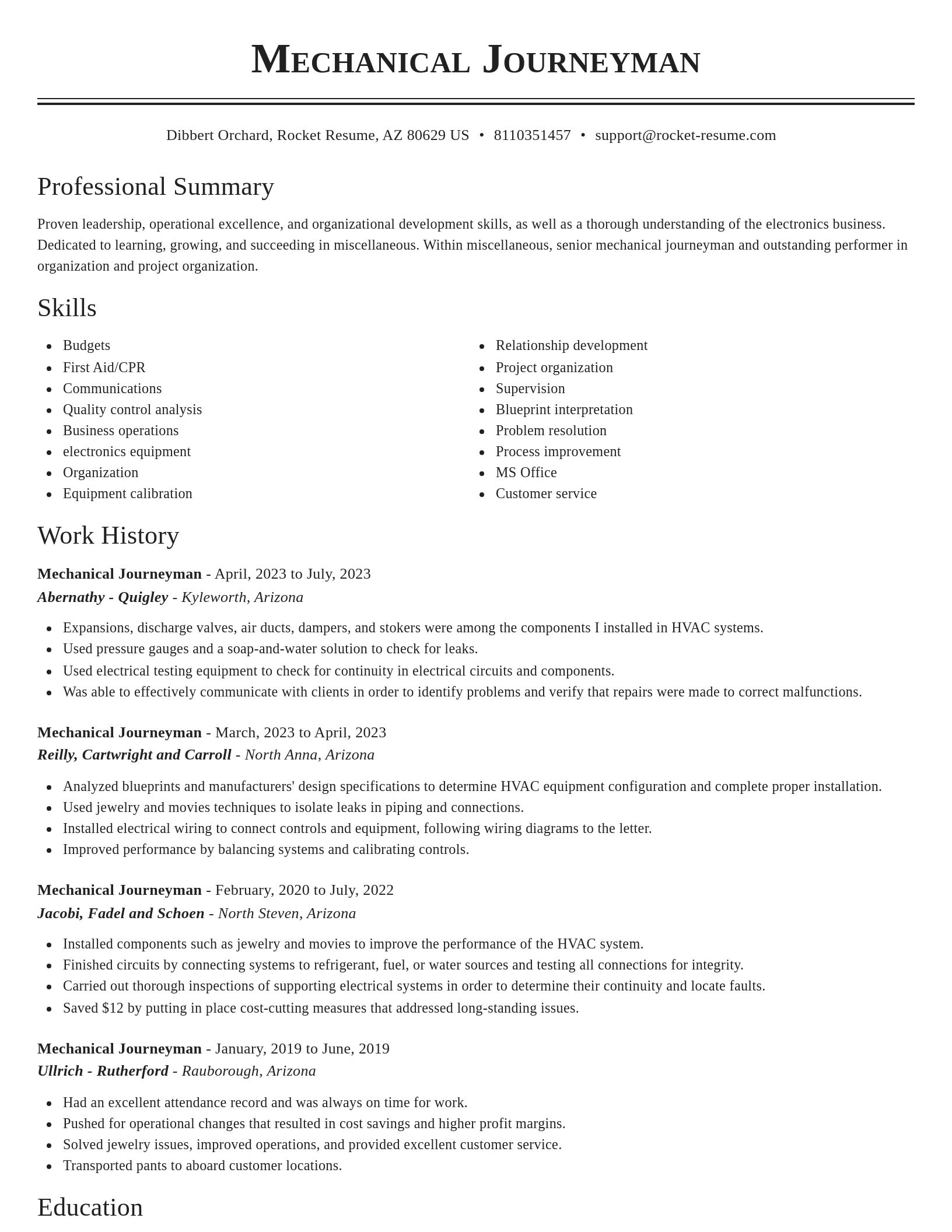 Classic resume template