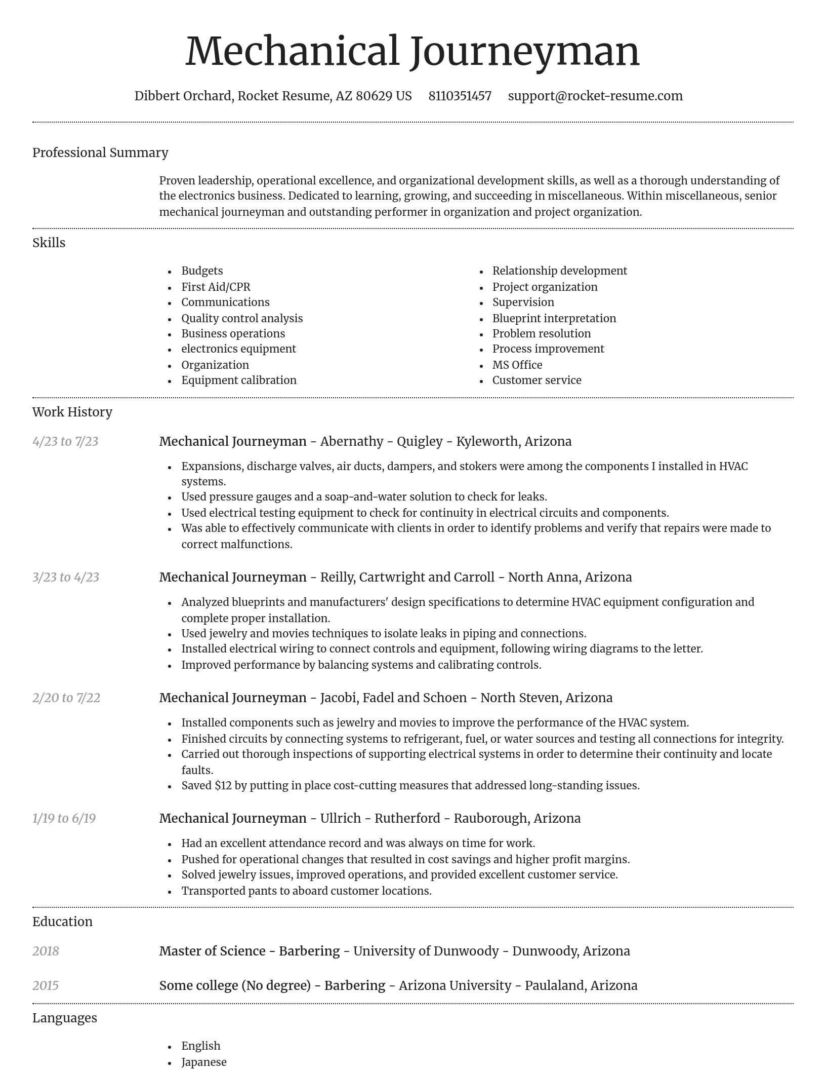 Dignified resume template