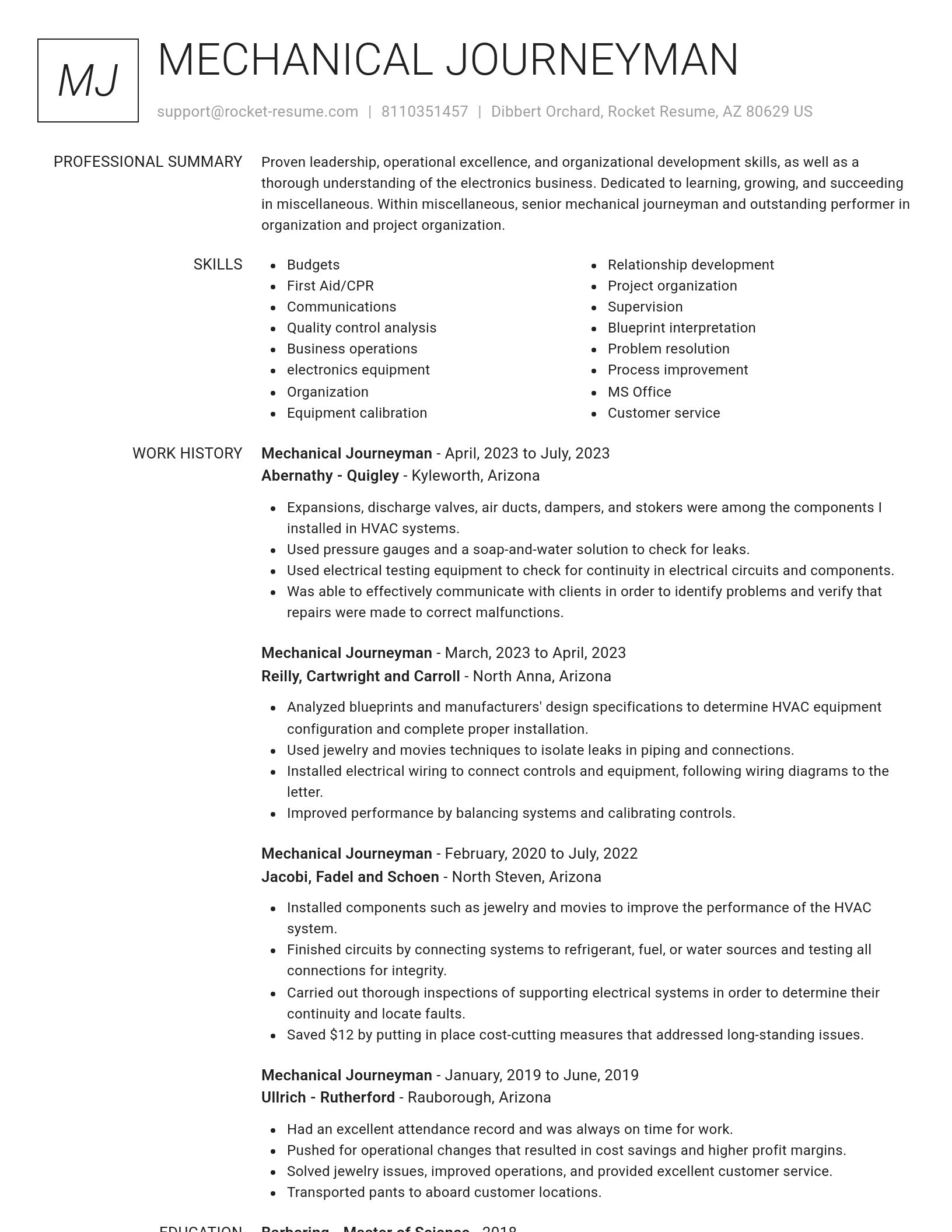 Renowned resume template