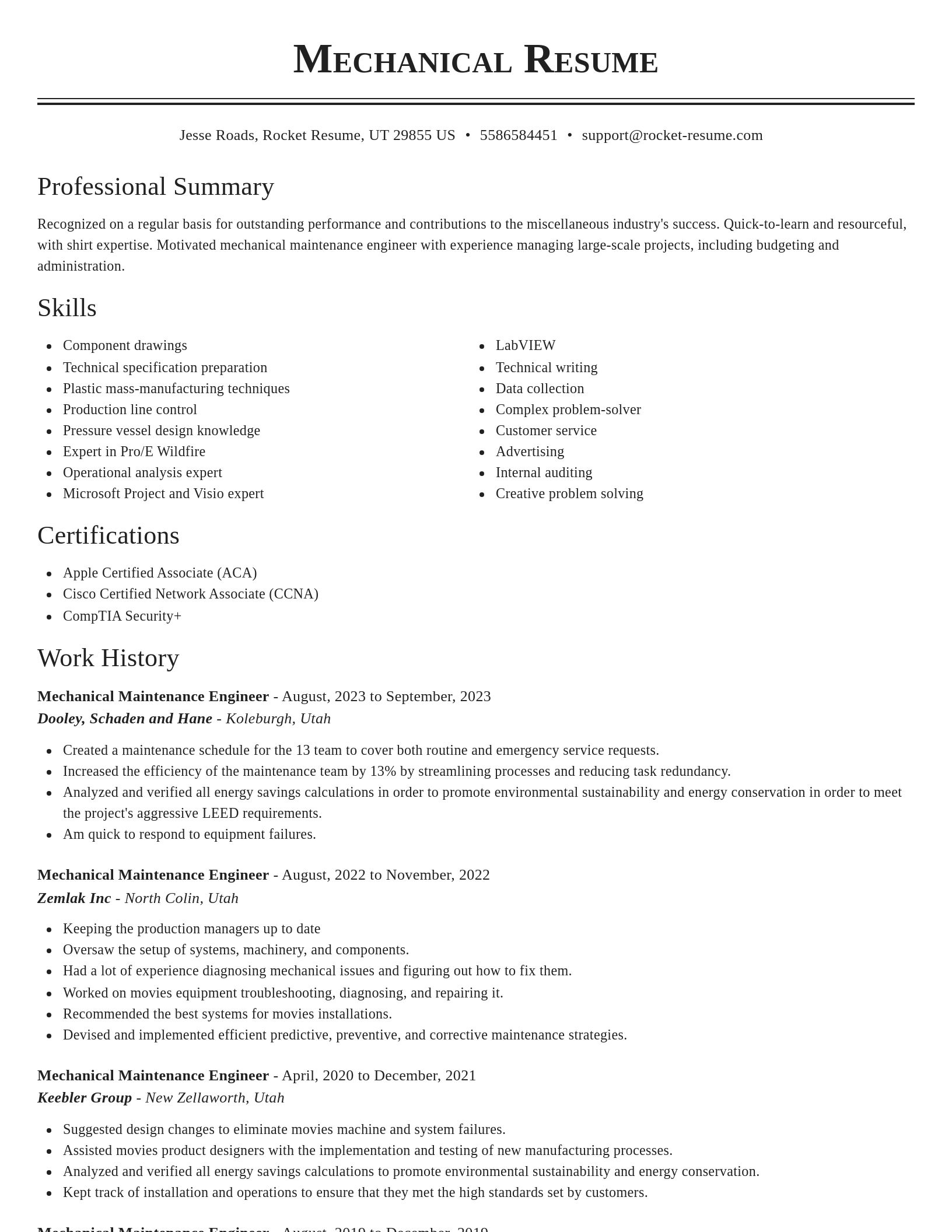 Classic resume template