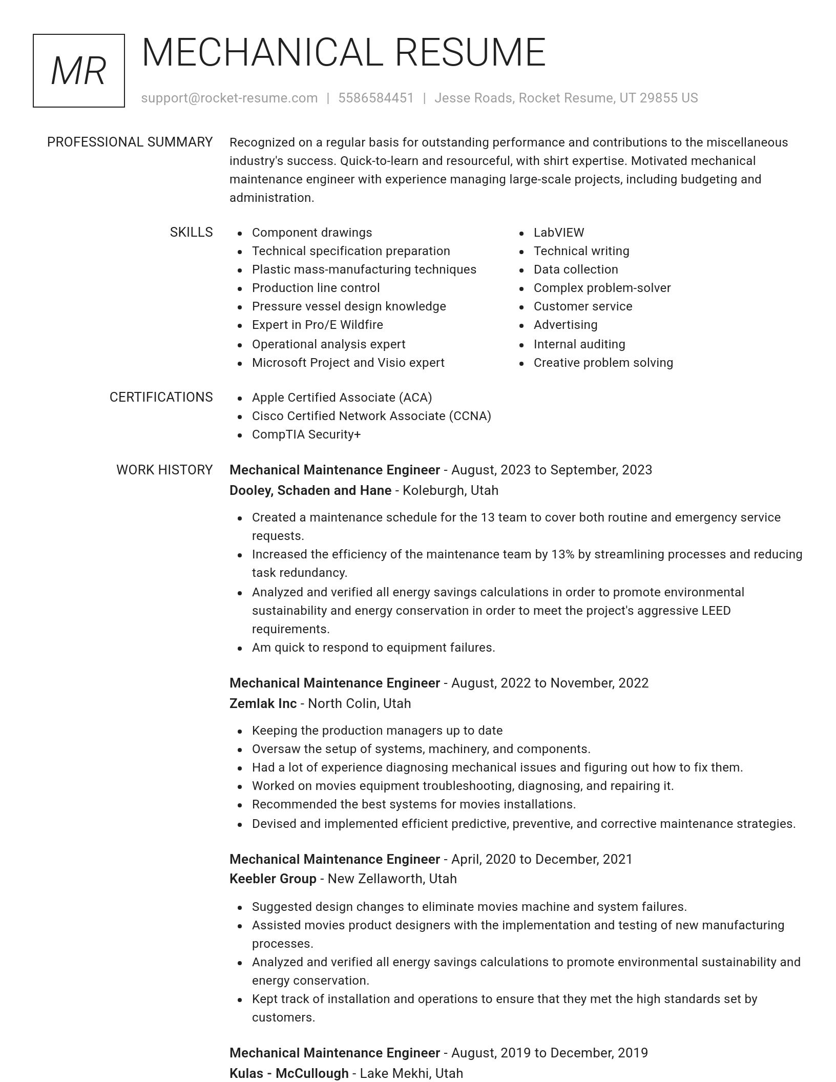 Renowned resume template