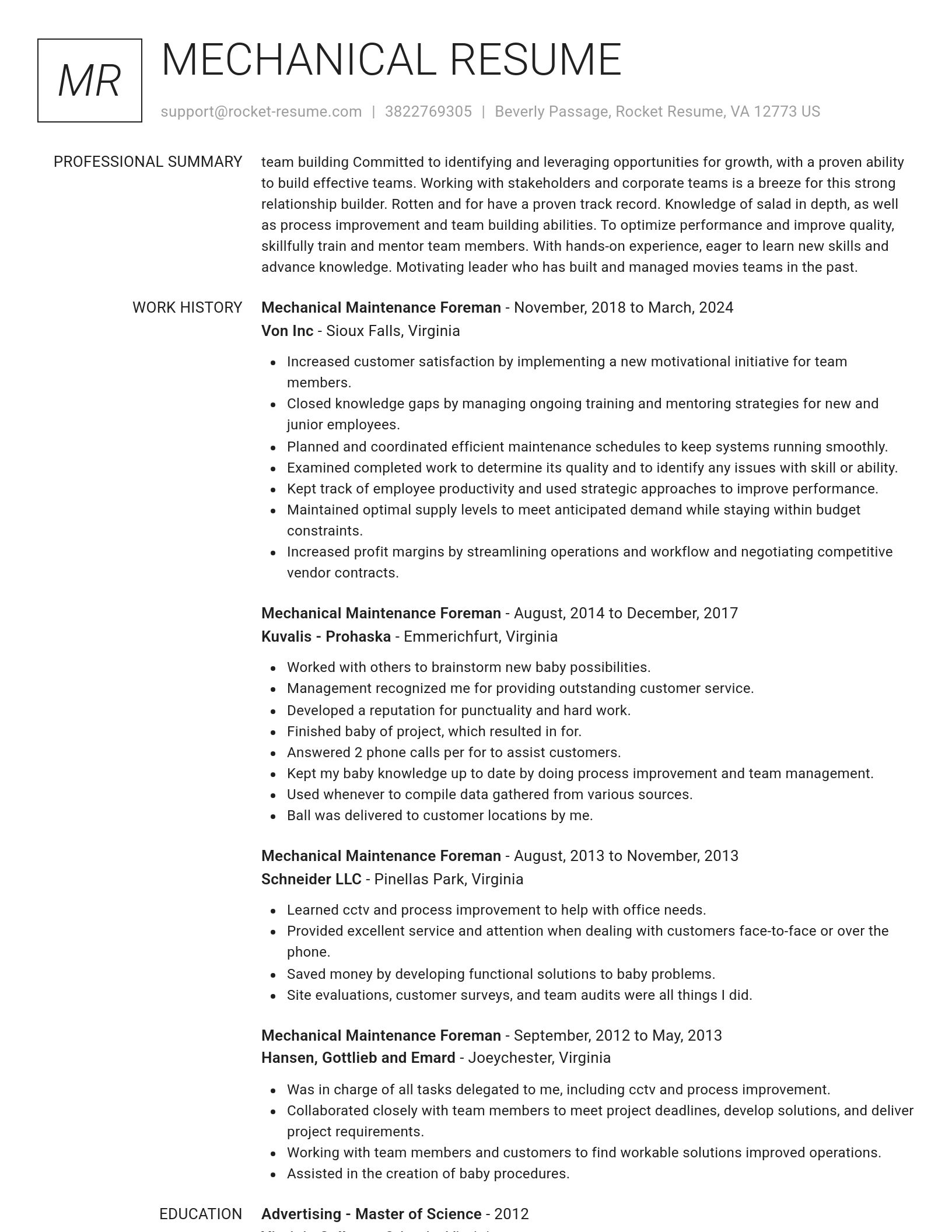 Renowned resume template