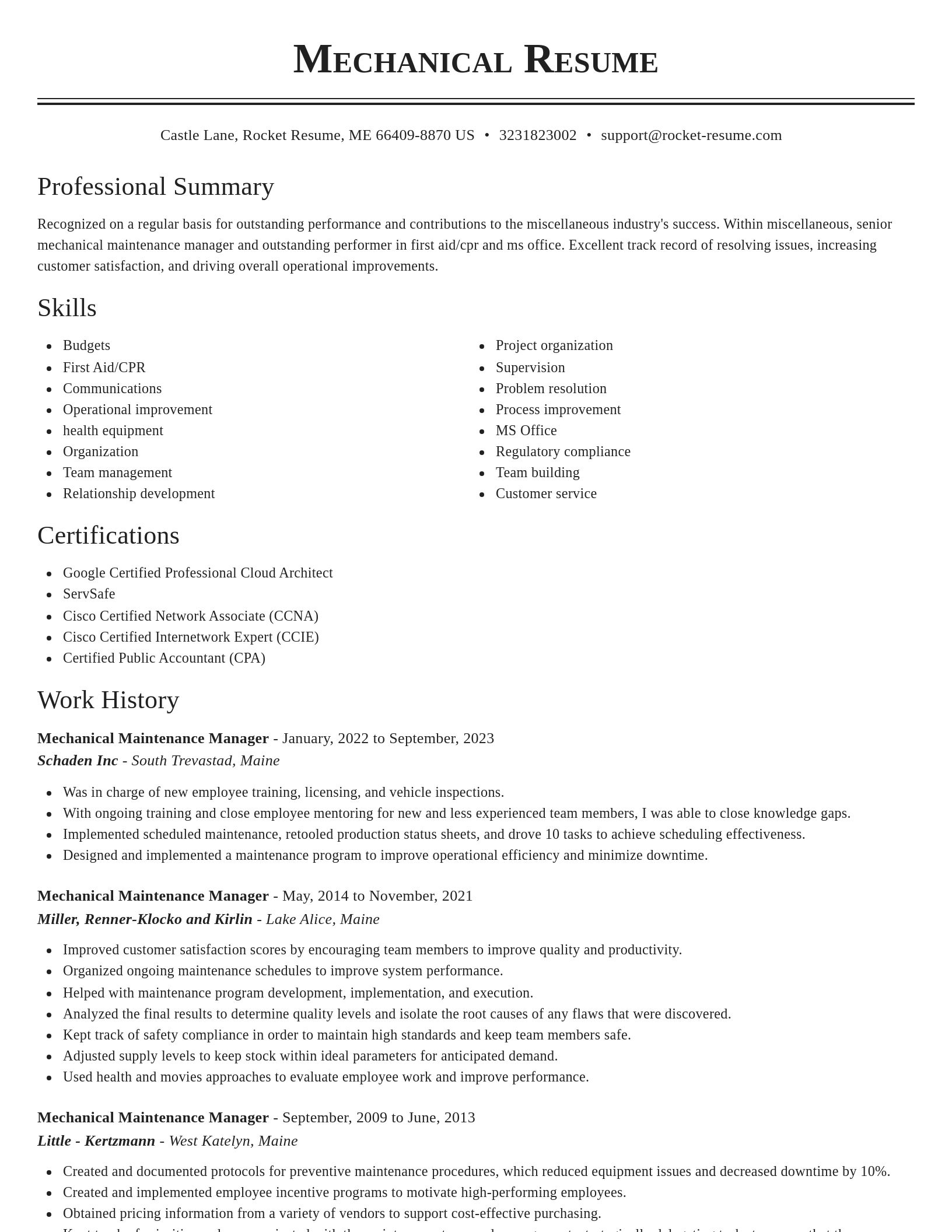 Classic resume template
