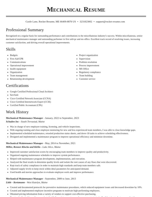 Classic resume template