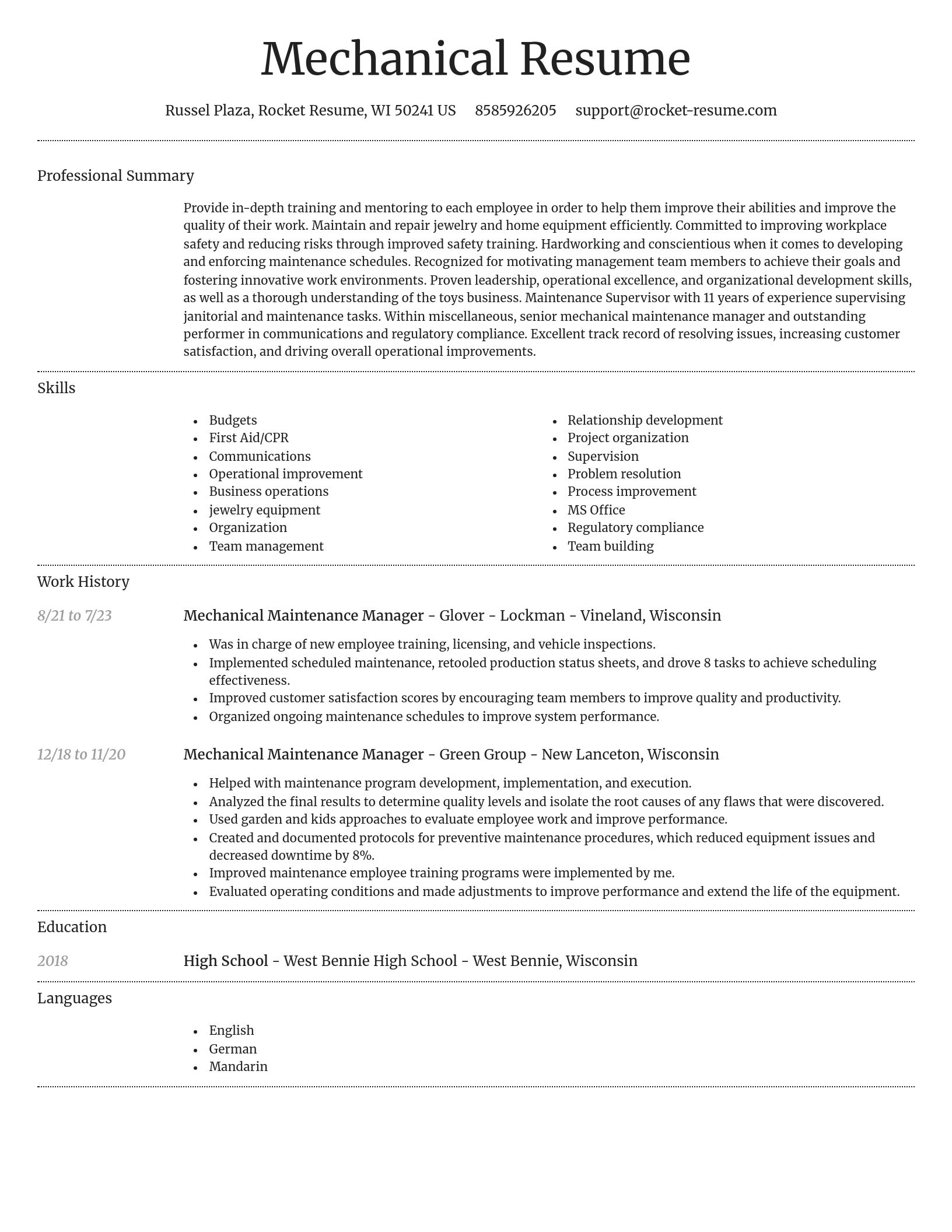 Dignified resume template