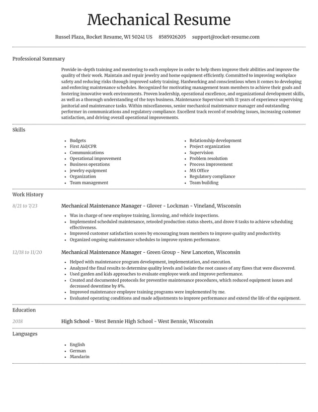 Dignified resume template