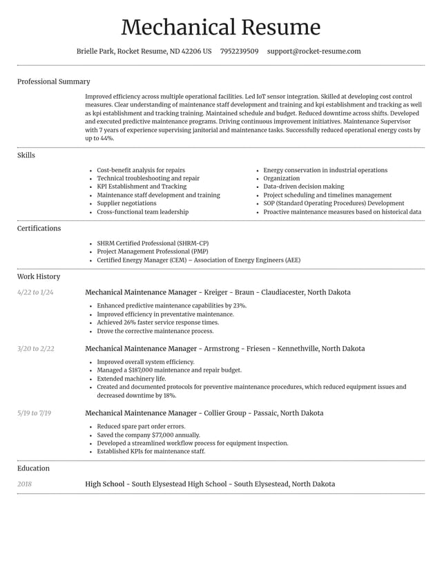 Dignified resume template
