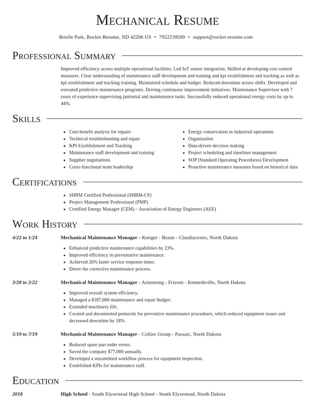 Director resume template