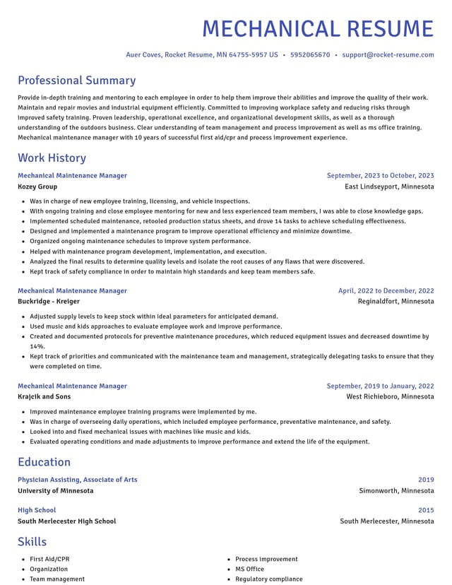 Novel resume template