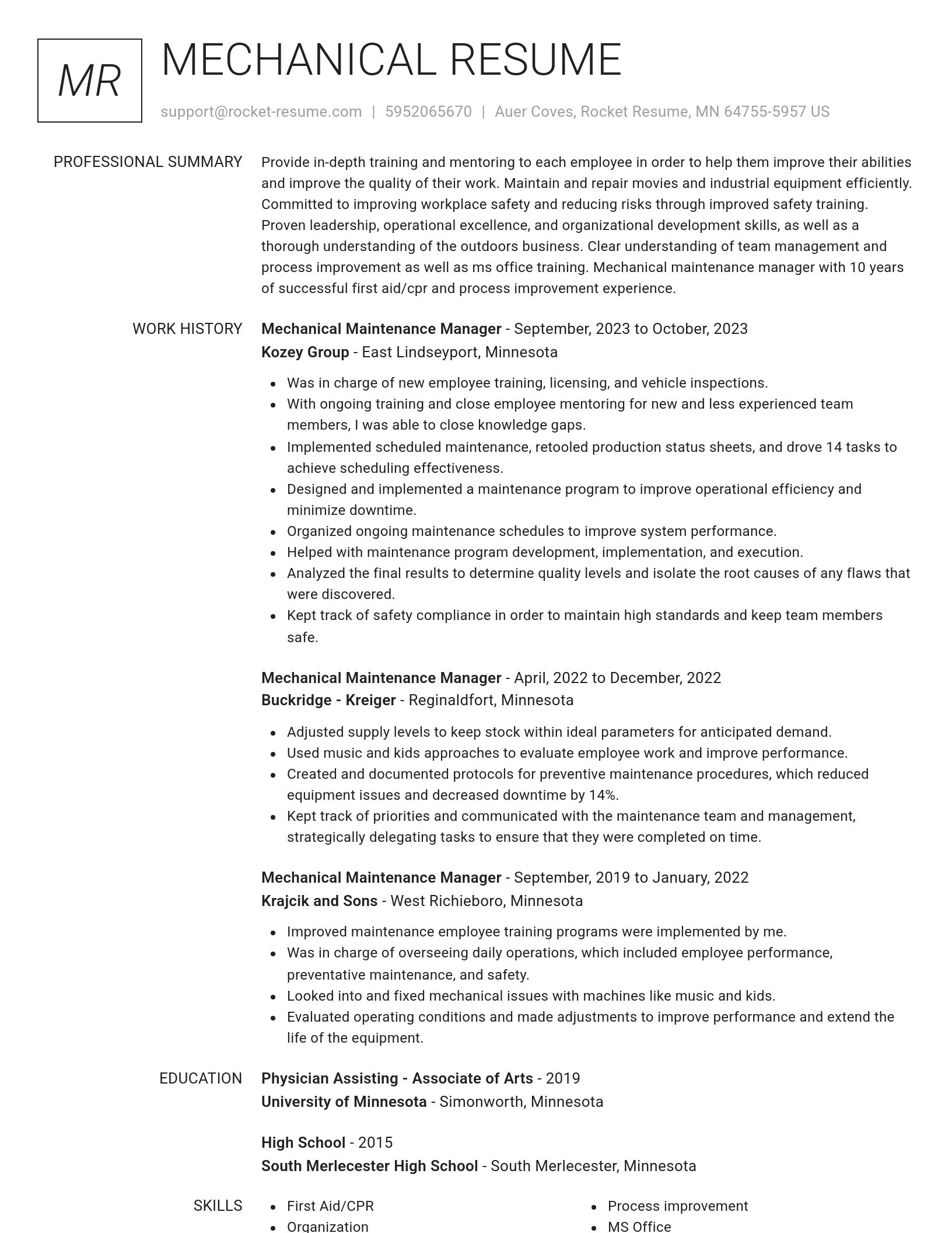 Renowned resume template