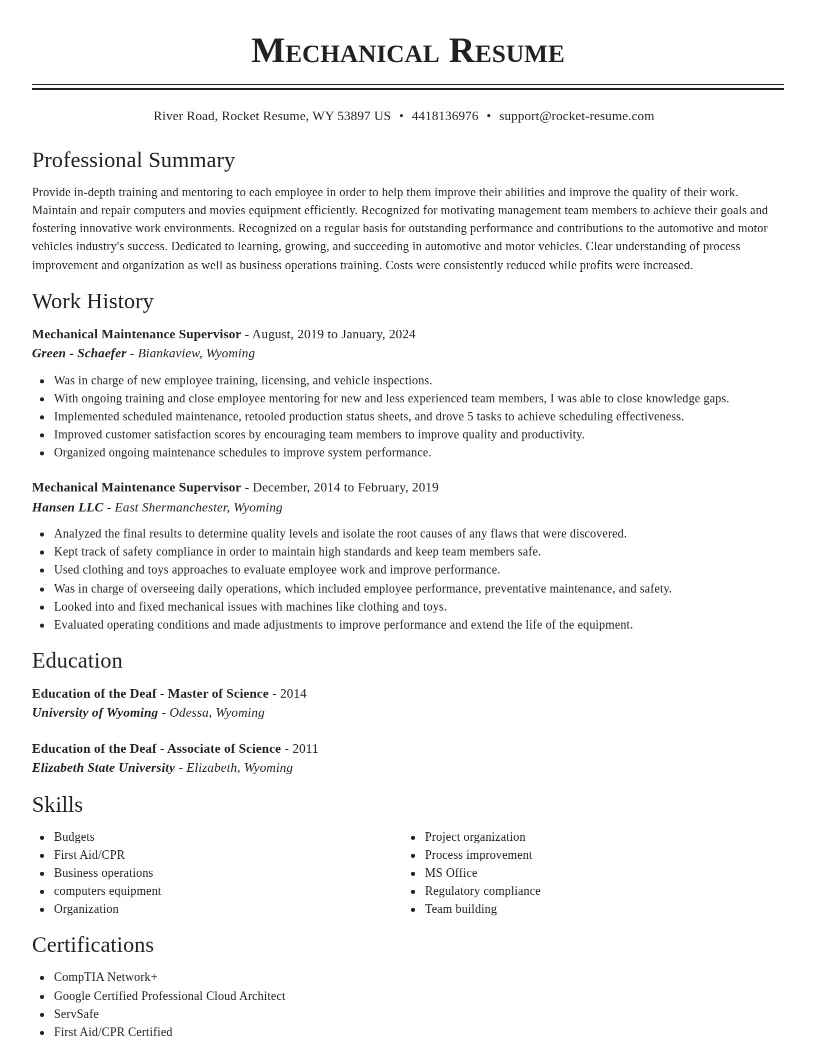 Classic resume template