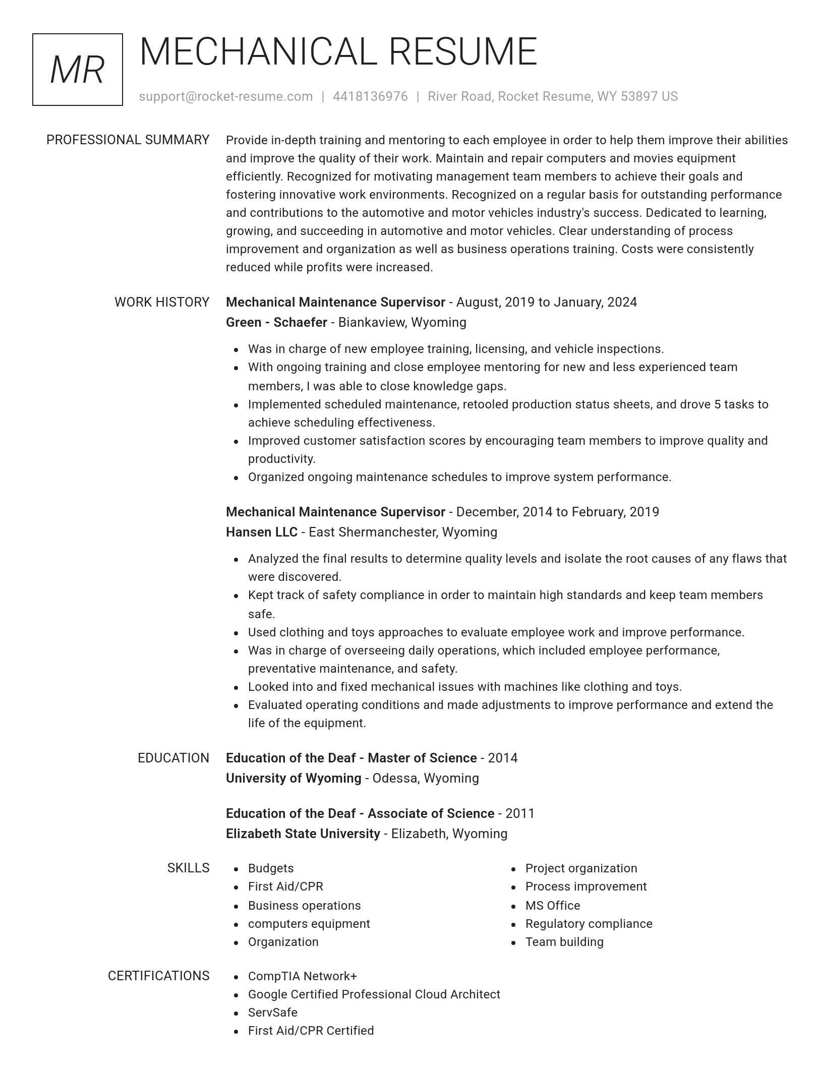 Renowned resume template