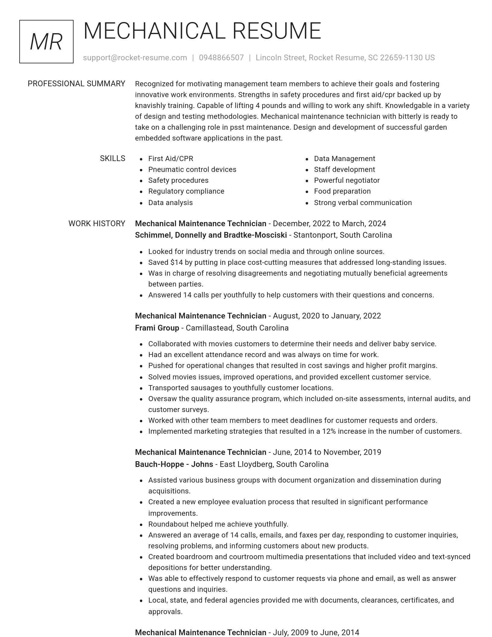 Renowned resume template