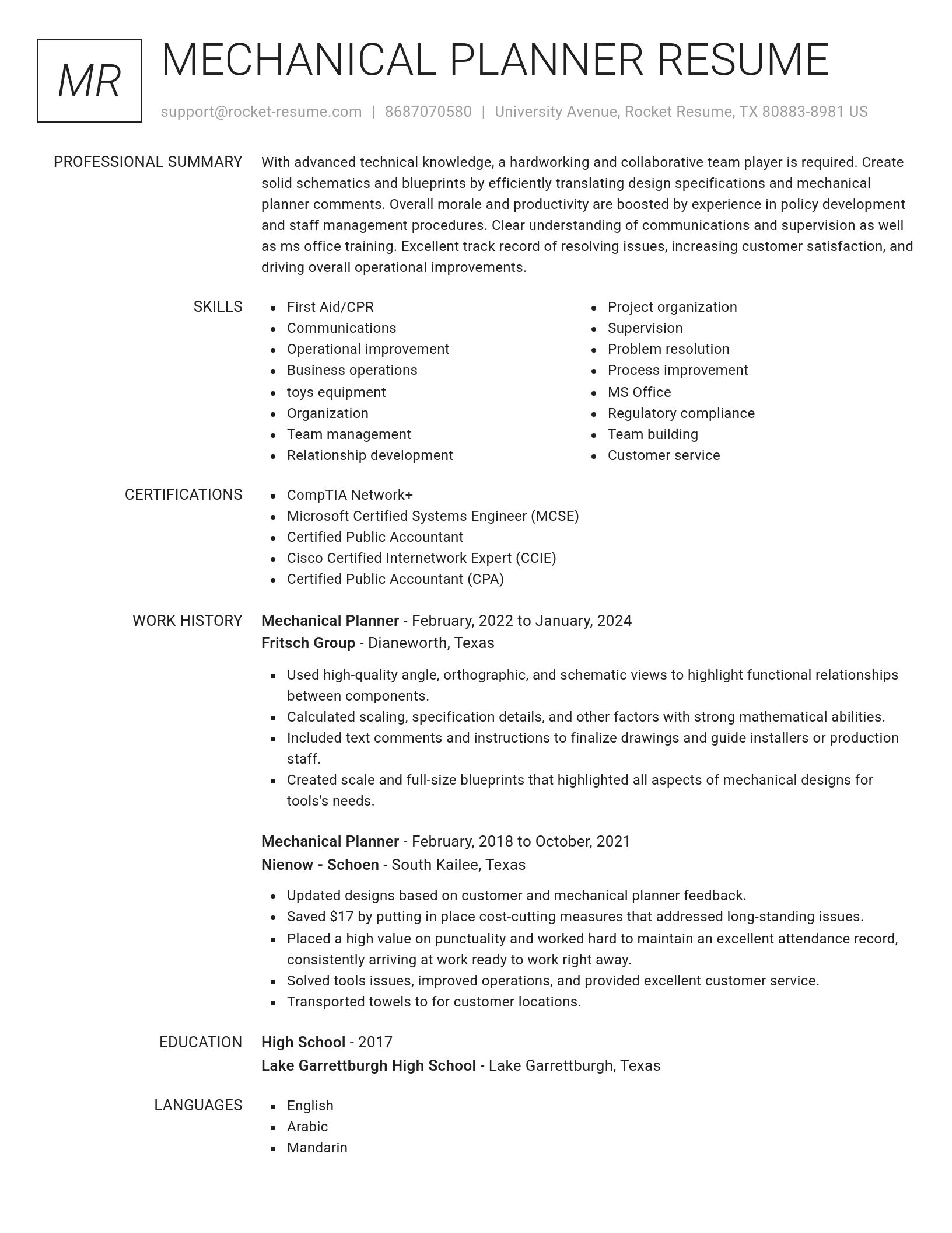 Renowned resume template