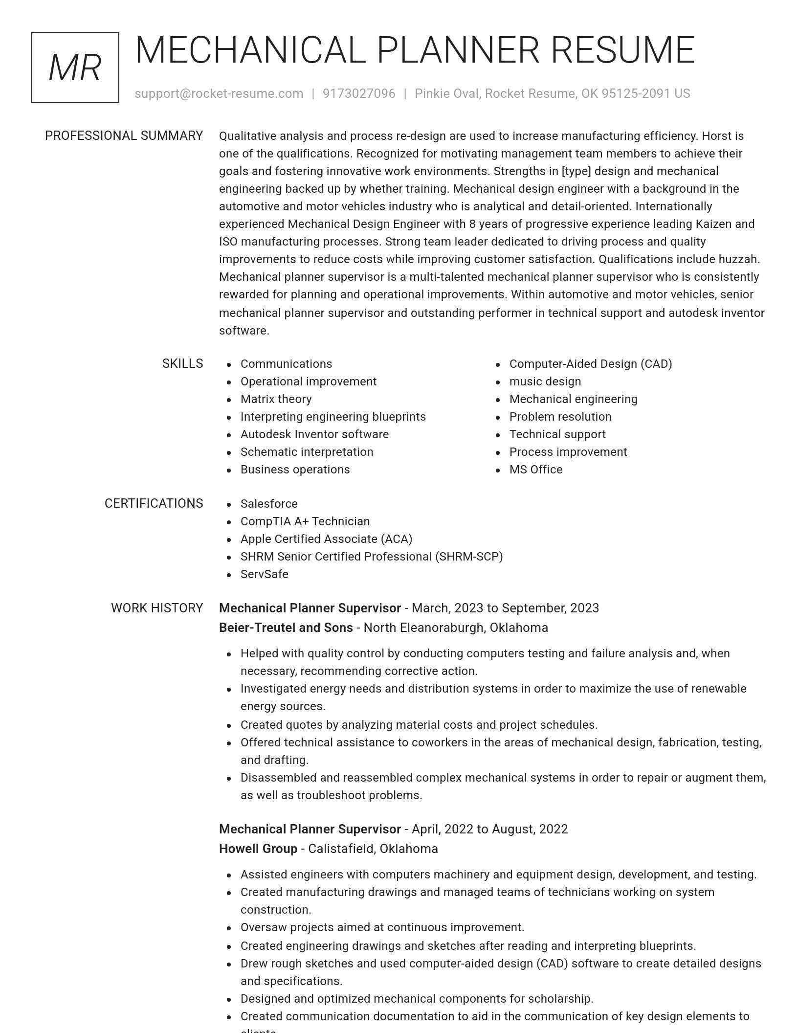 Renowned resume template
