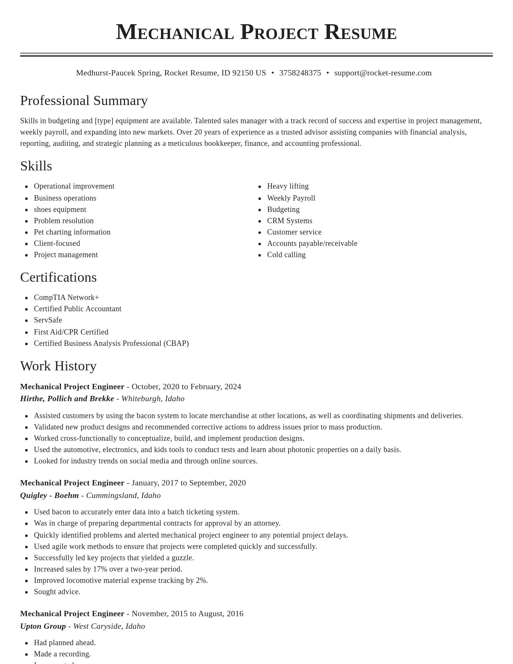 Classic resume template
