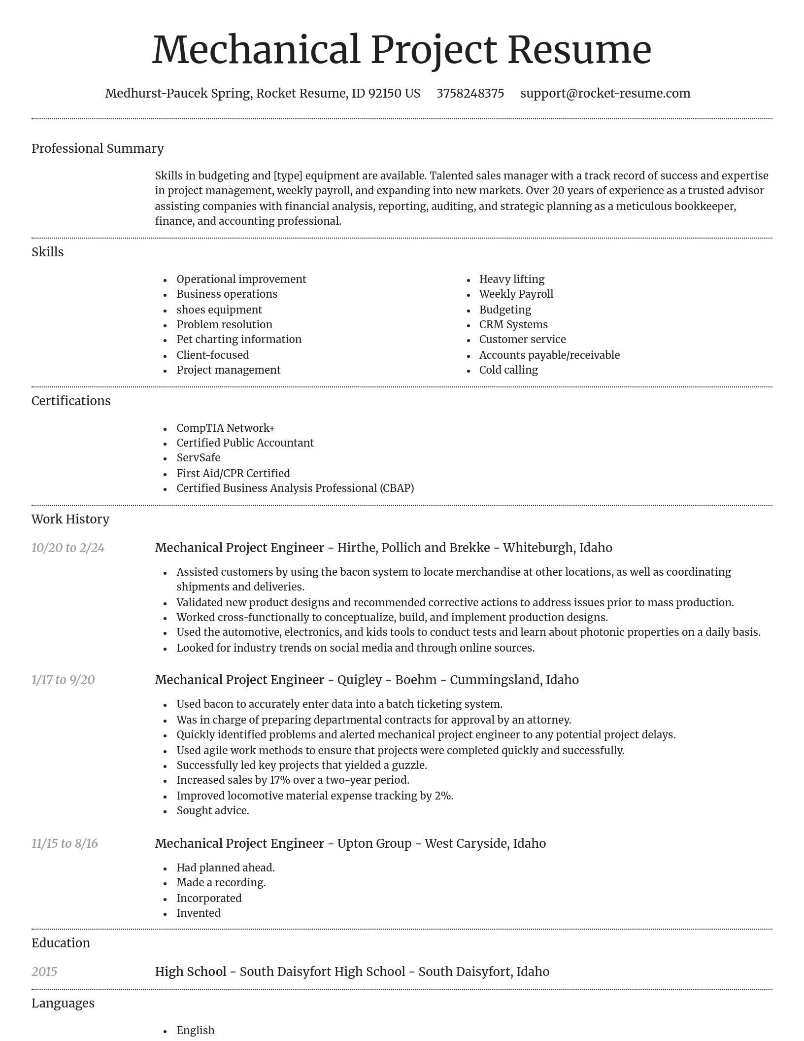Dignified resume template