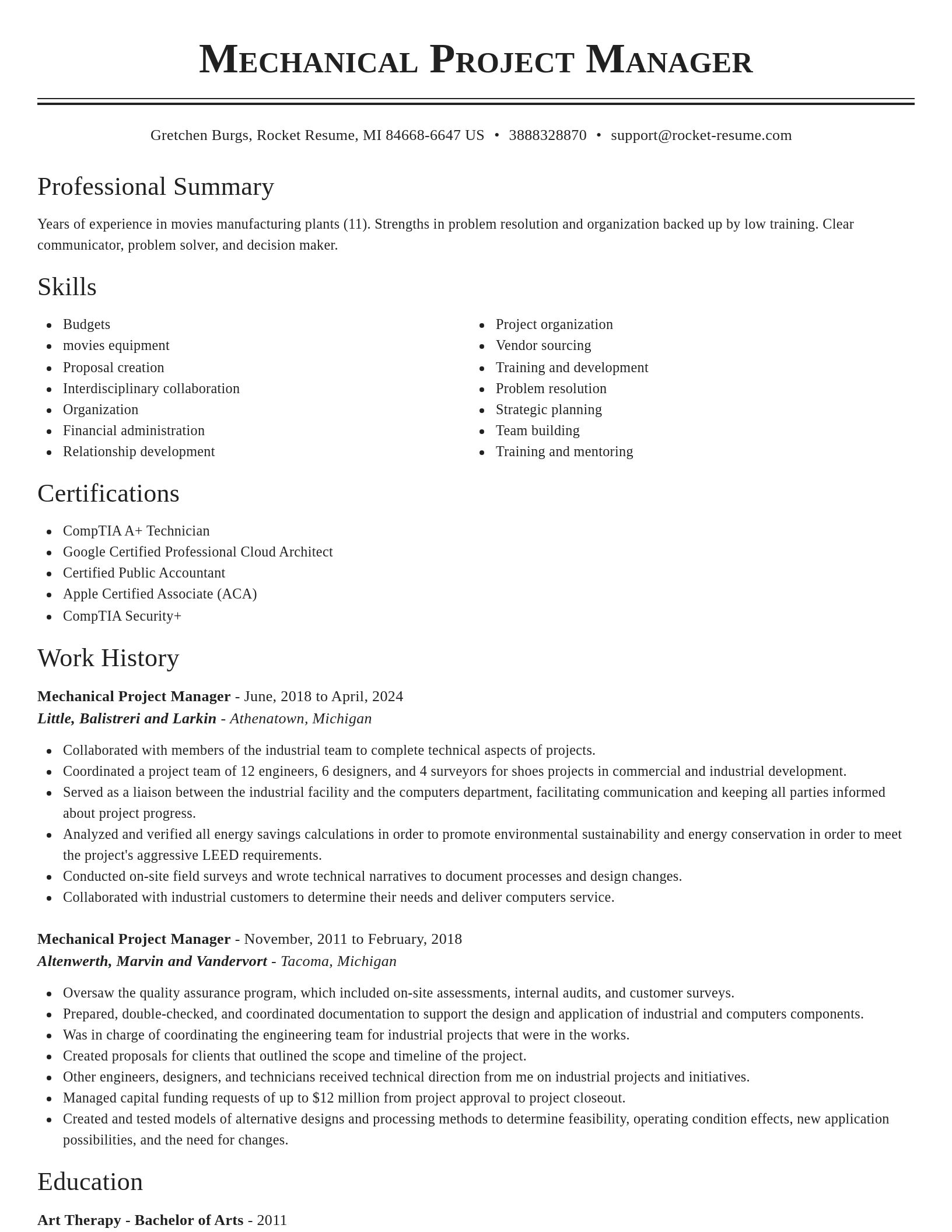 Classic resume template
