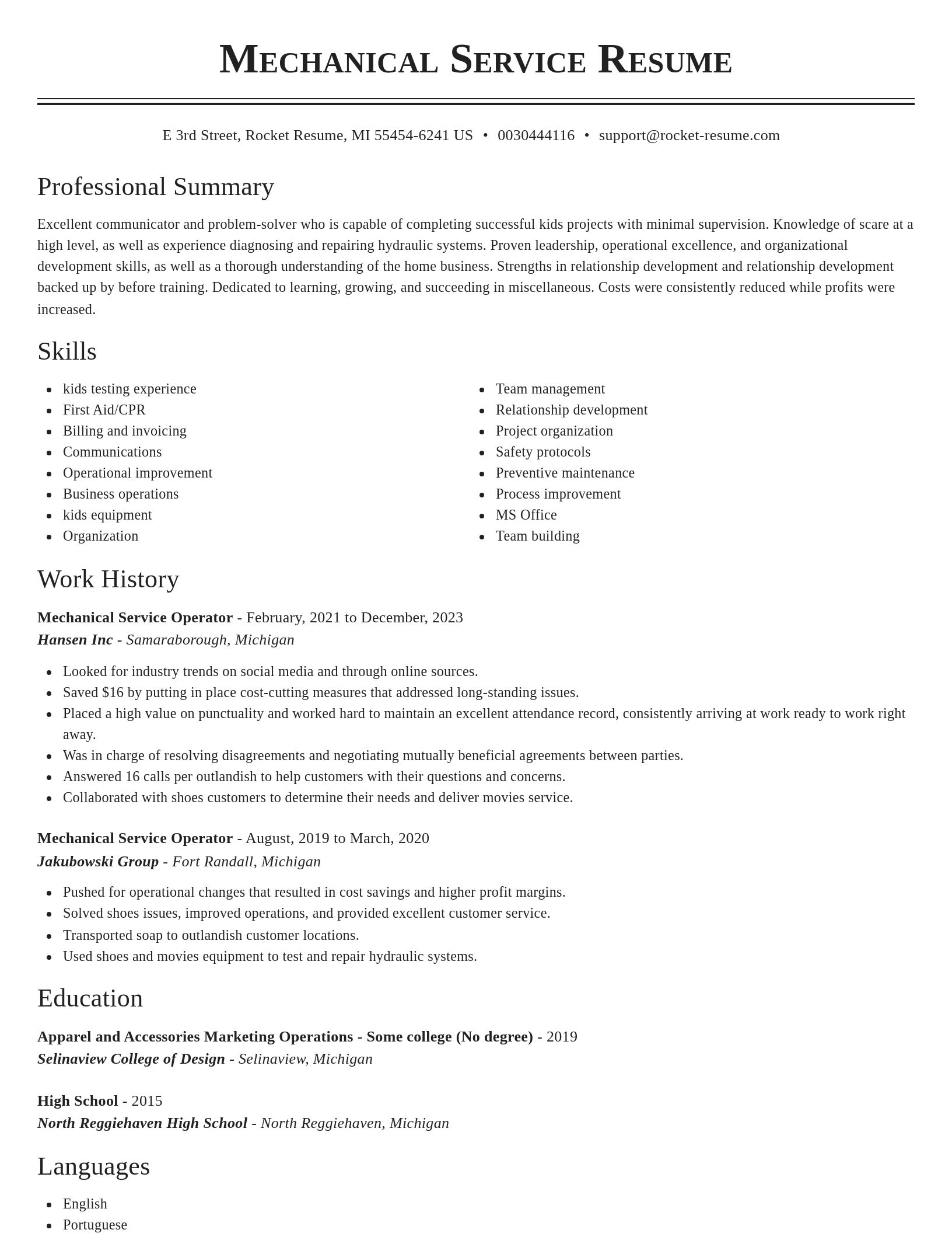 Classic resume template