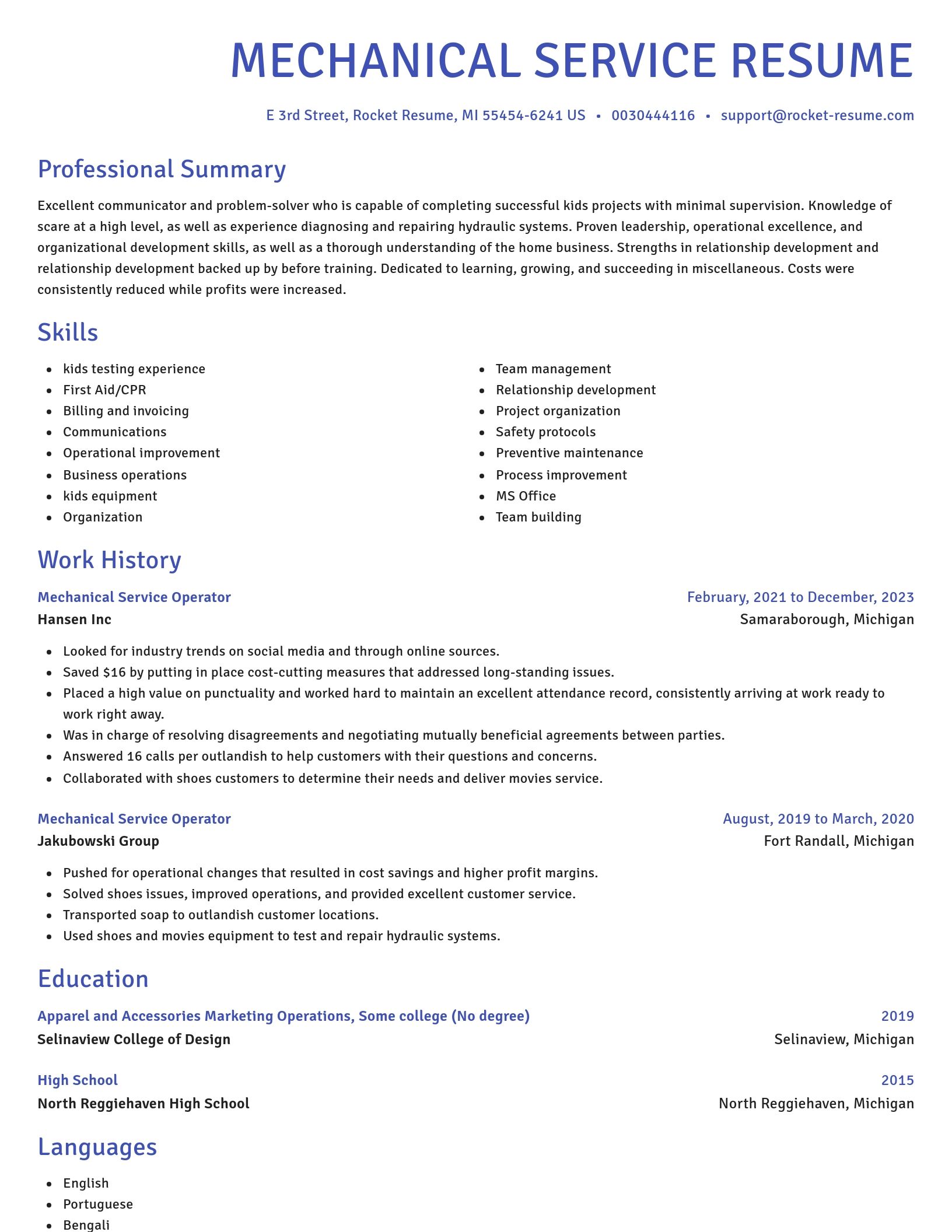 Novel resume template