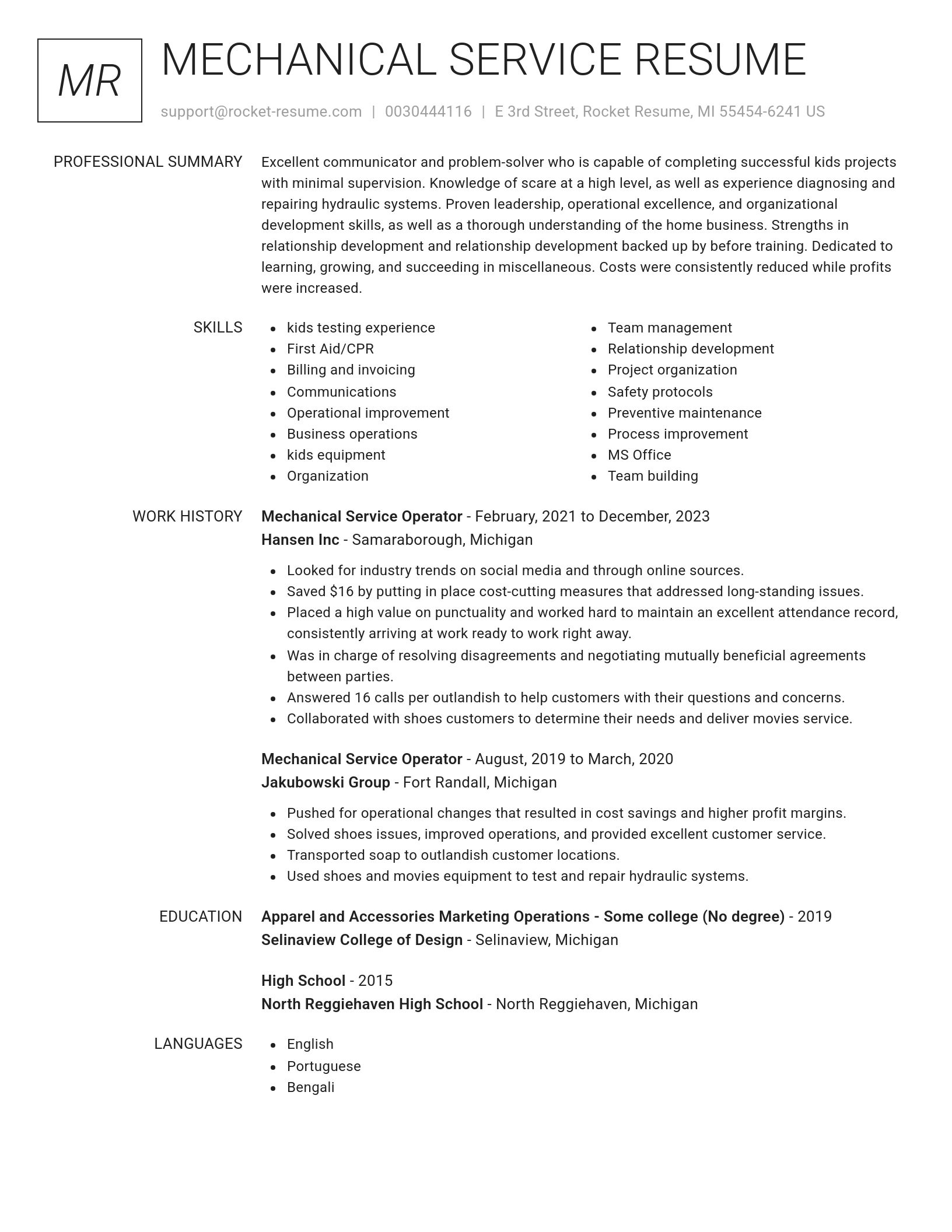 Renowned resume template