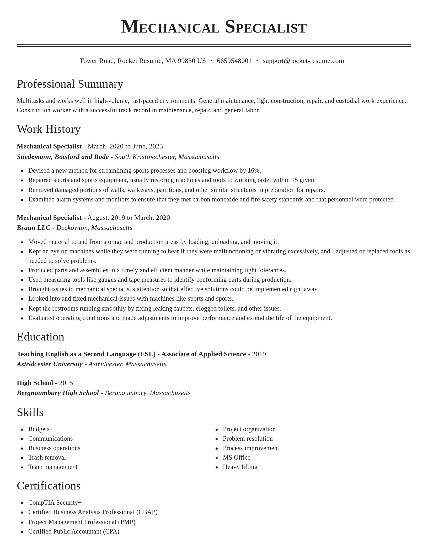 Classic resume template