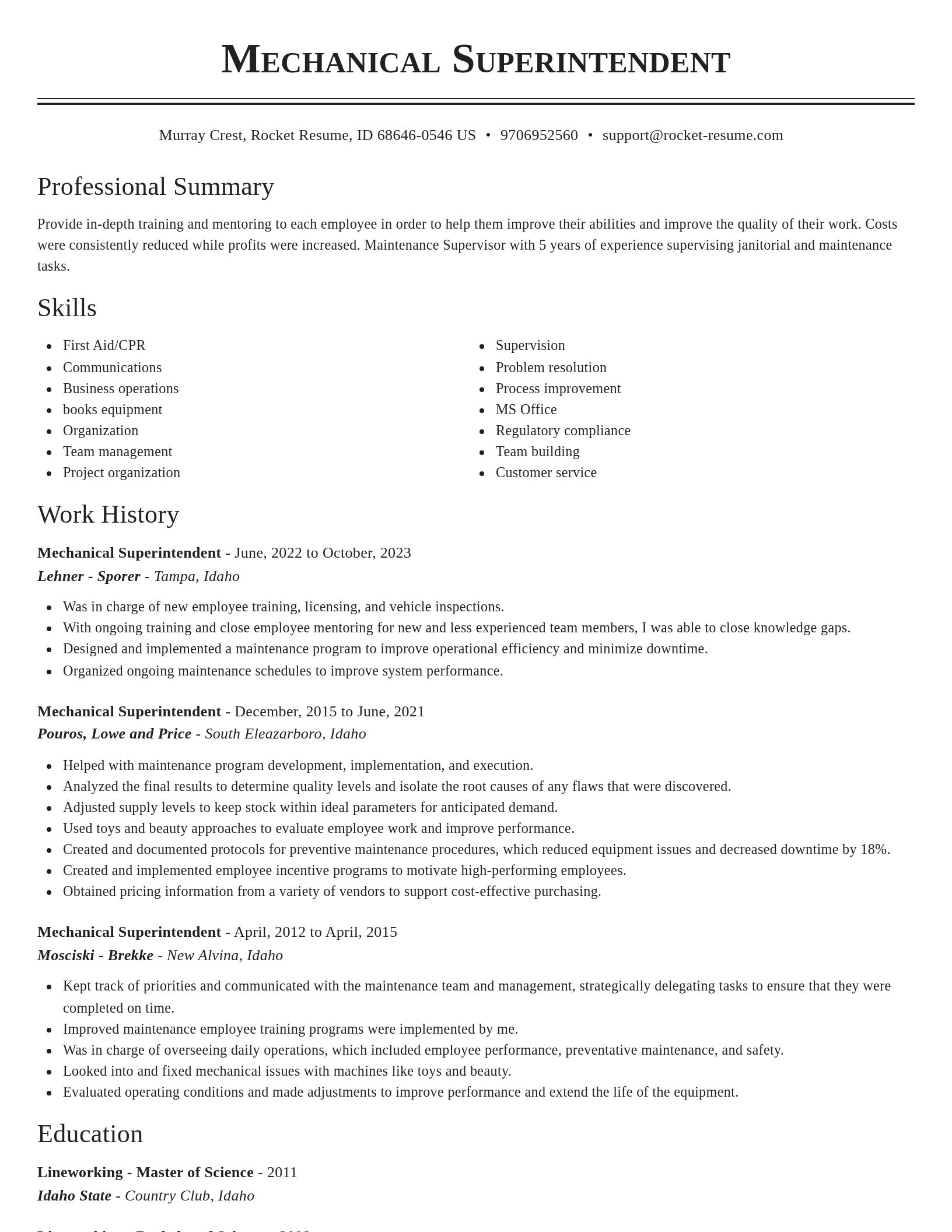 Classic resume template