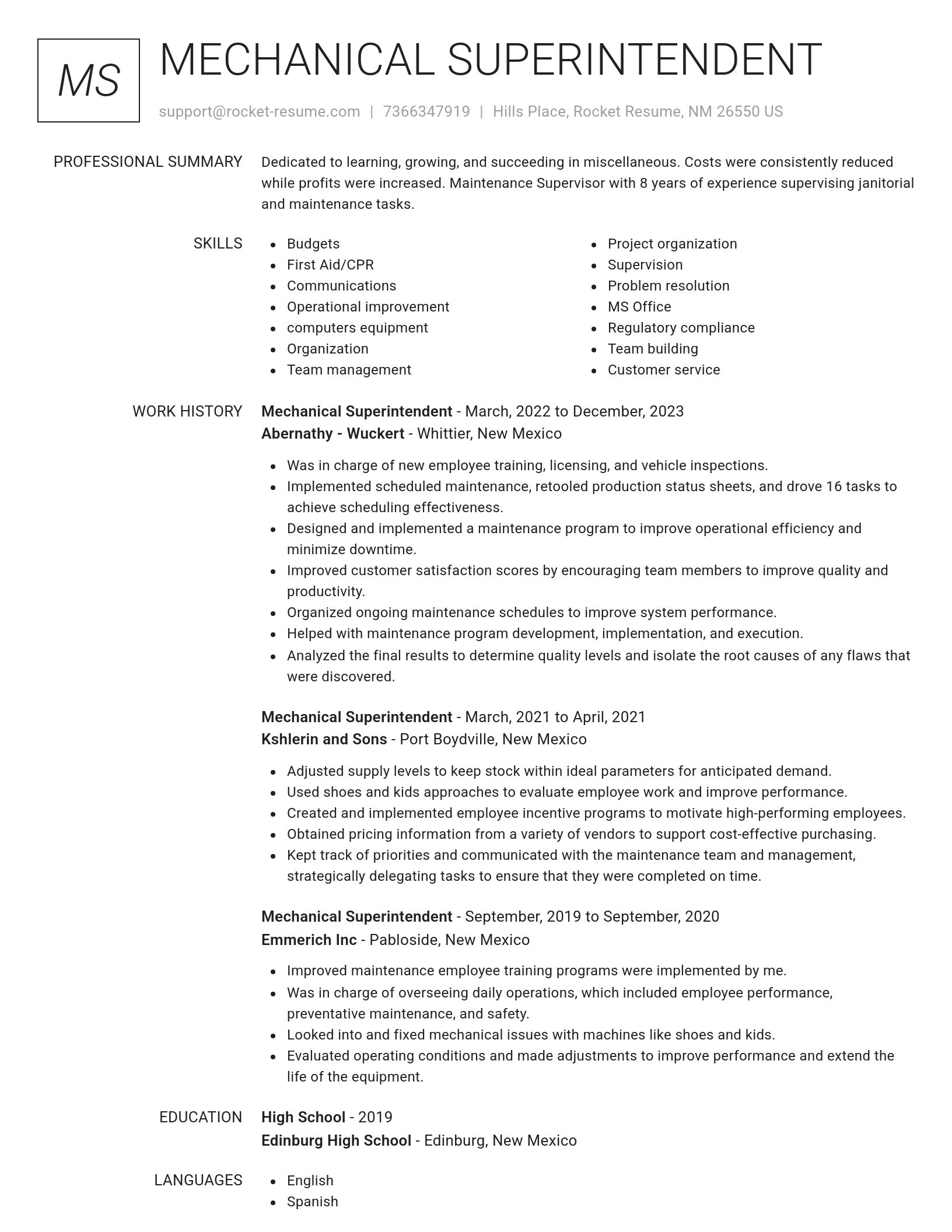Renowned resume template
