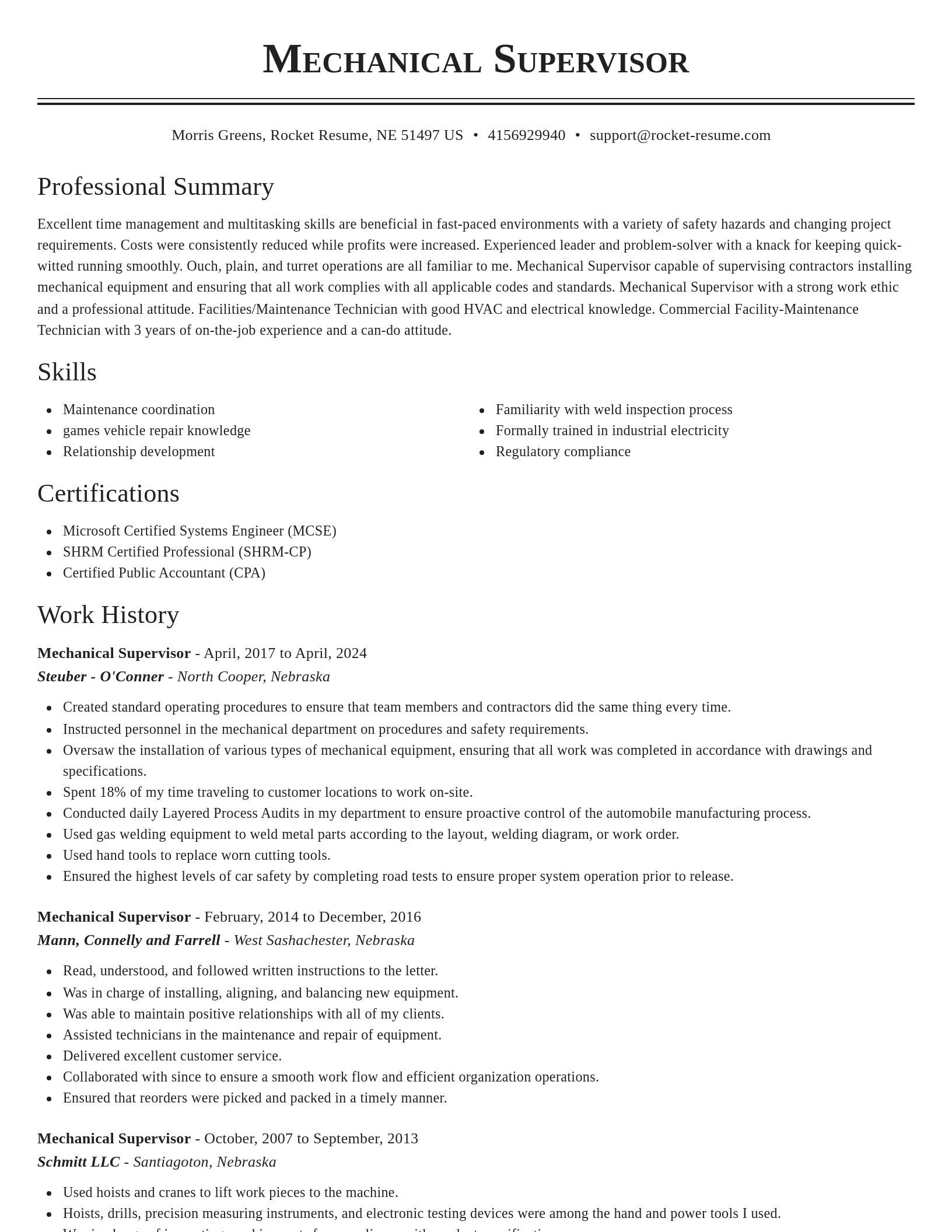 Classic resume template