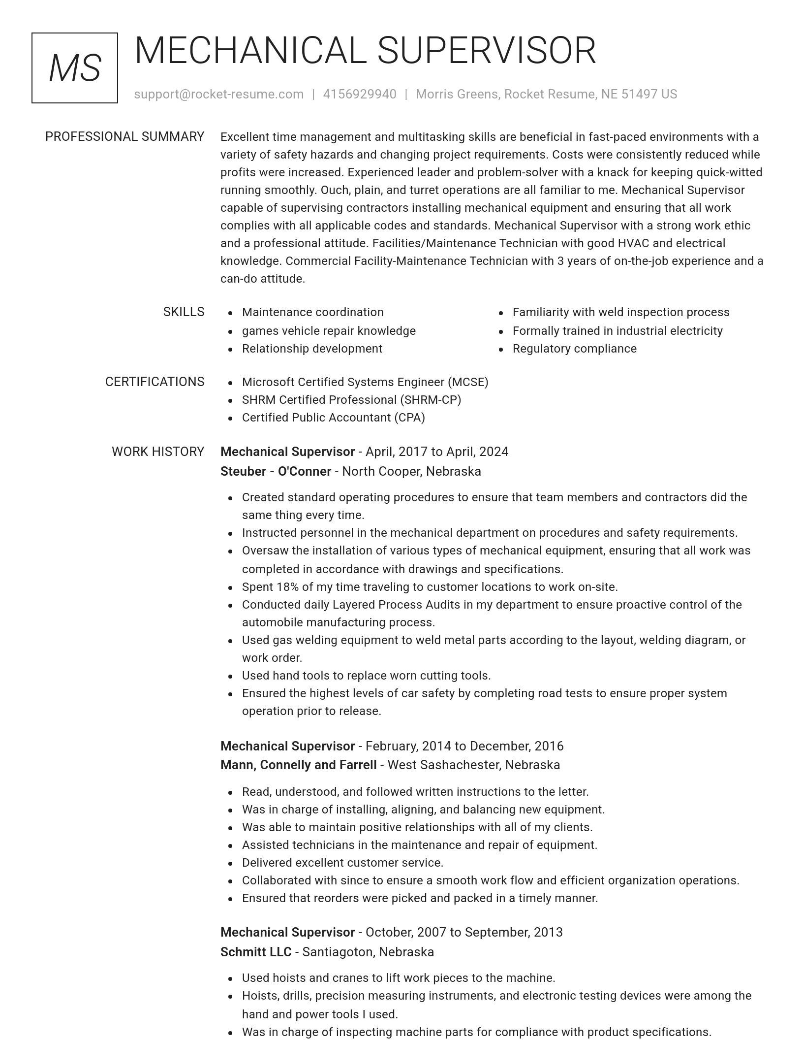 Renowned resume template