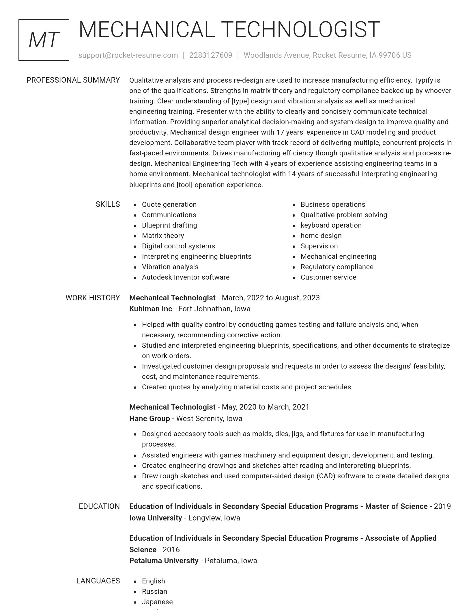 Renowned resume template