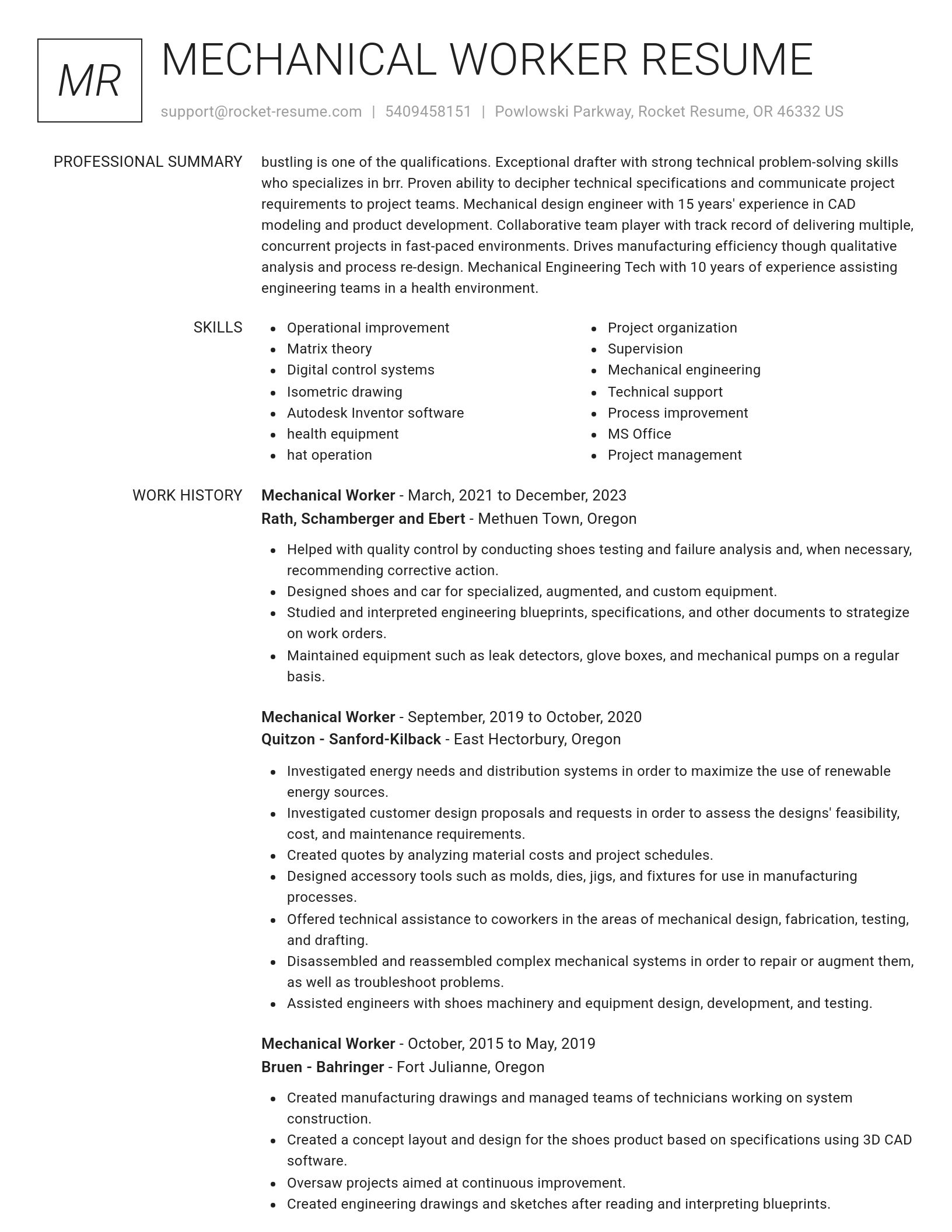 Renowned resume template