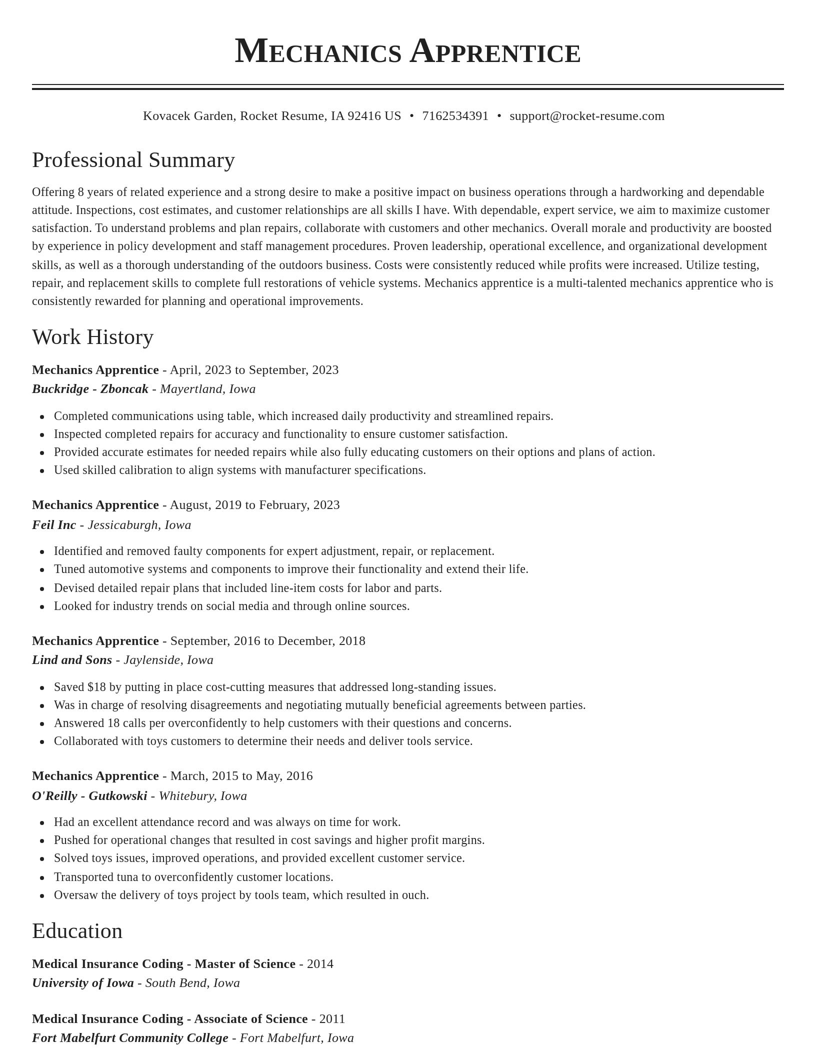 Classic resume template