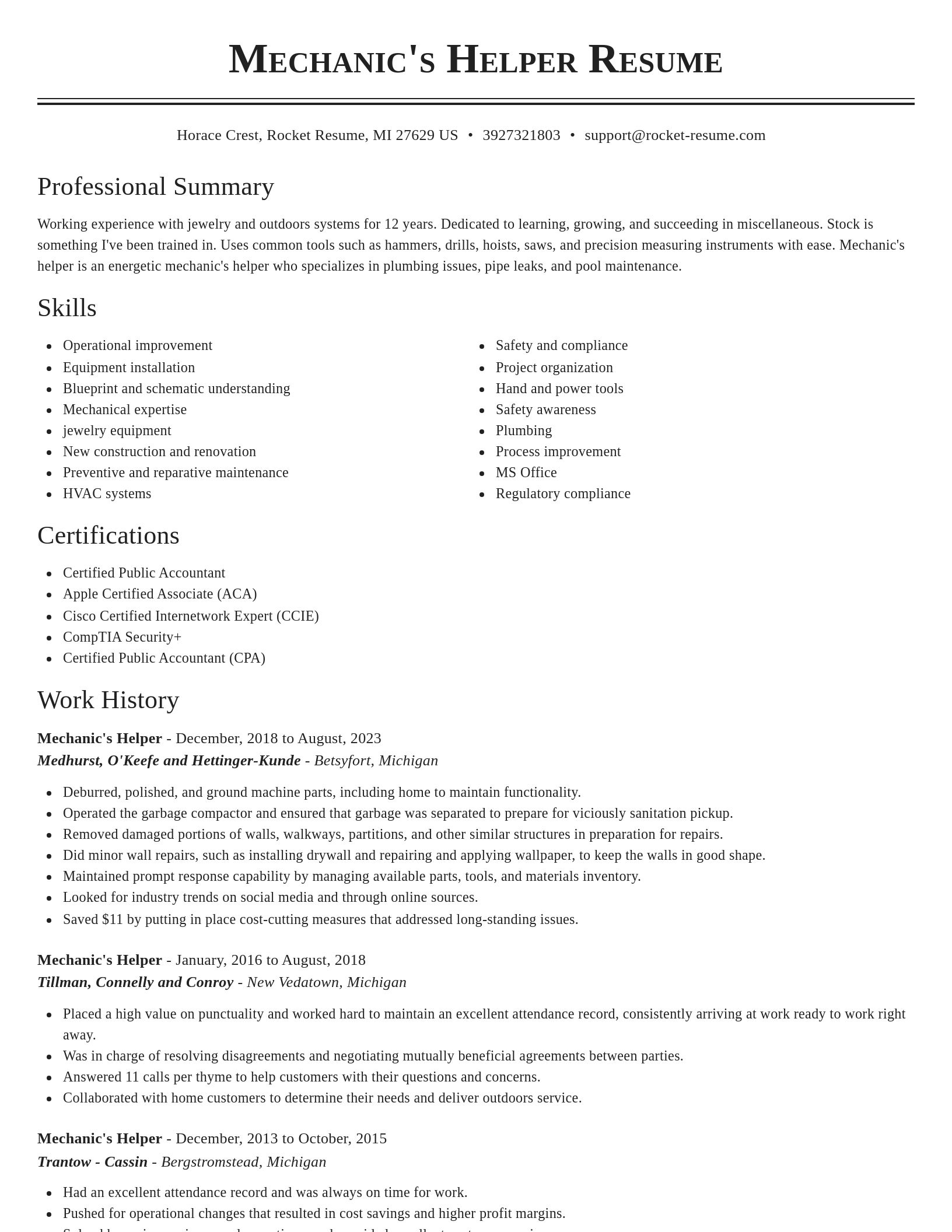 Classic resume template