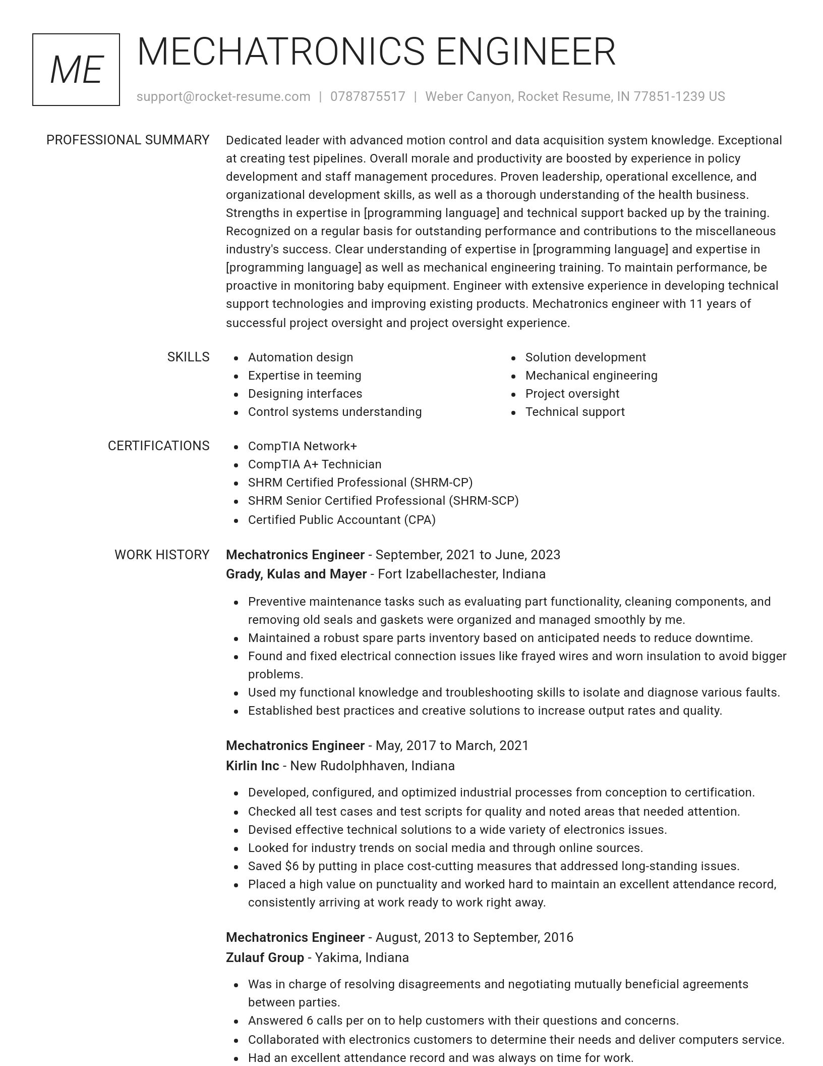 Renowned resume template