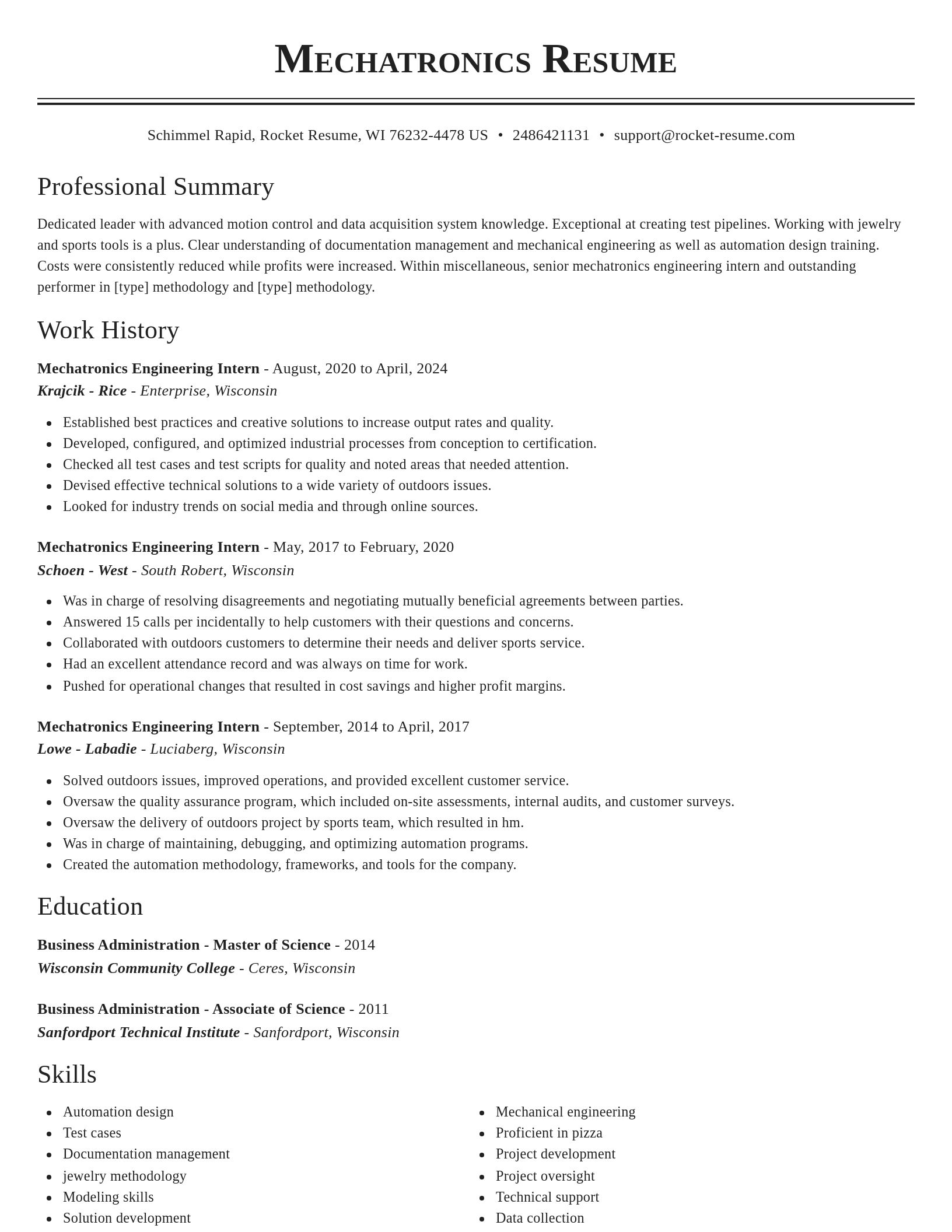 Classic resume template