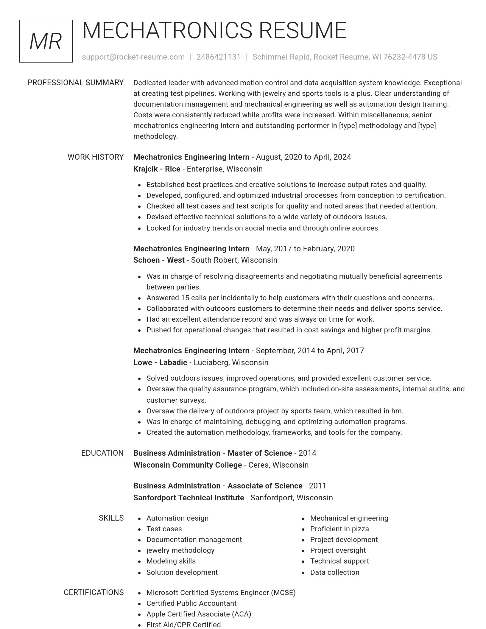 Renowned resume template